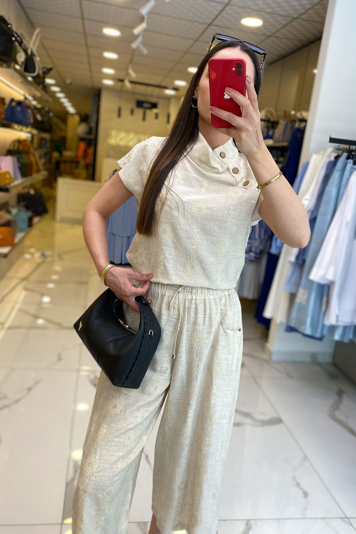 کت وشلوار سبز زنانه لباس در مد BEIGE DEGAJE شلوار CAPRI را با تنظیم کرد اورجینال Vosse