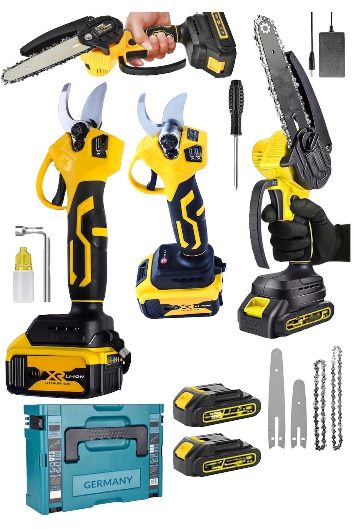 SCHUTZENGER 2 Li Set 598vf 2 Akülü Çelik Şanzuman Şarjlı Dal Ağaç