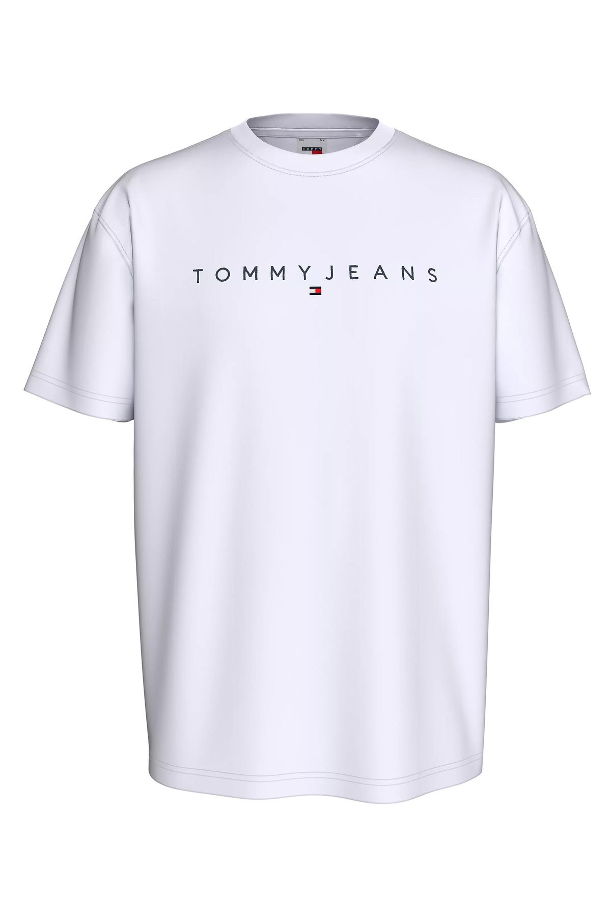 Tommy Hilfiger Erkek TJM REG LINEAR LOGO TEE EXT T Shirt Beyaz Erkek Giyim