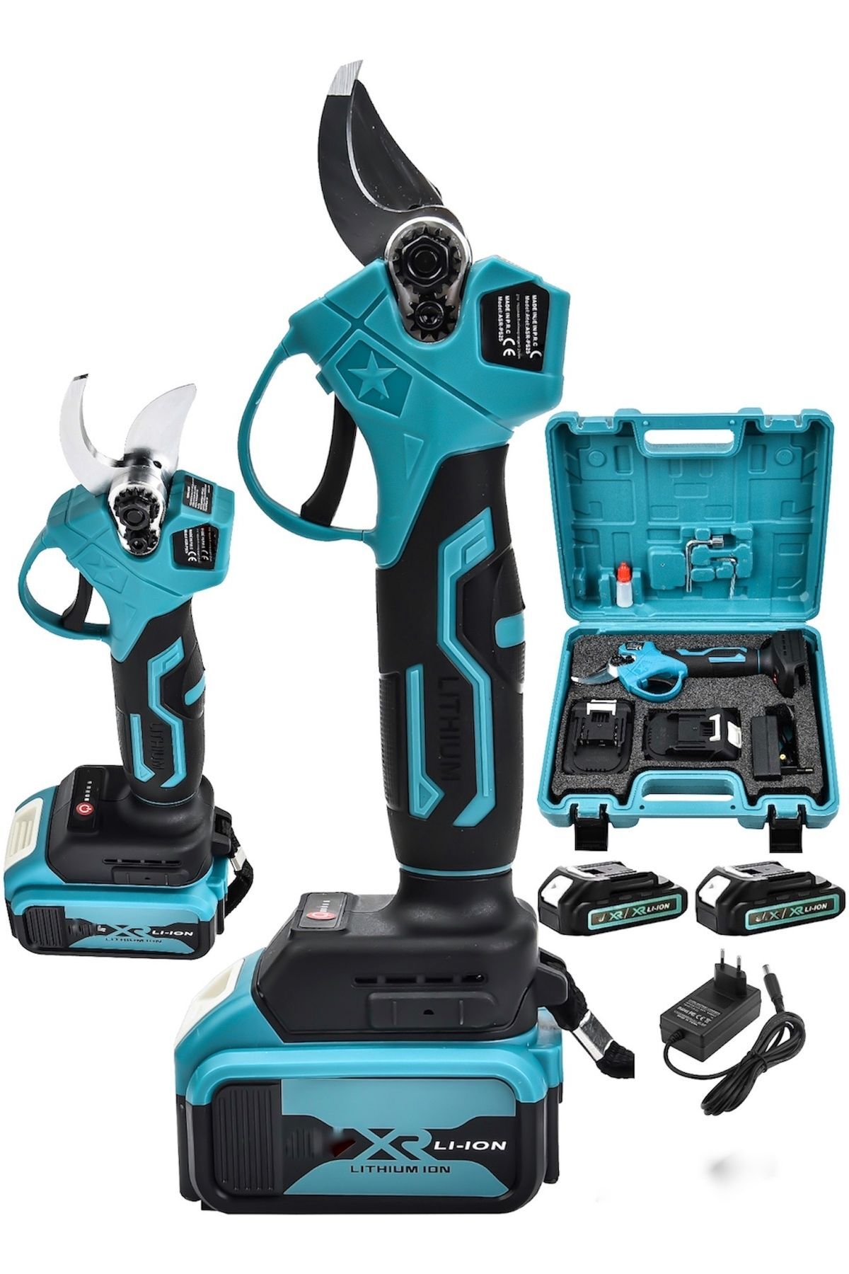 Germany Steel 598vf Kömürsüz Motor Akülü Bağ Makasi Dal Budama Kesme Makasi Makinesi Çantali 2 Akülü