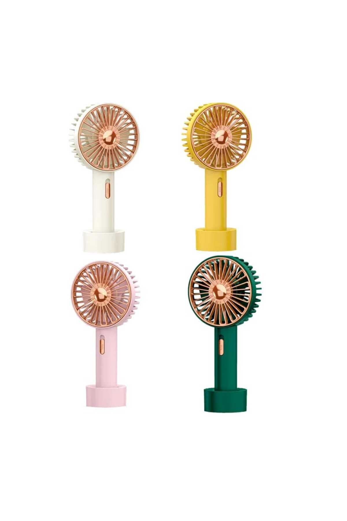 Mini Klima Şarjlı El Fanı Vantilatör Telefon Tutuculu Standlı Mini Serinletici Fan Pembe #3