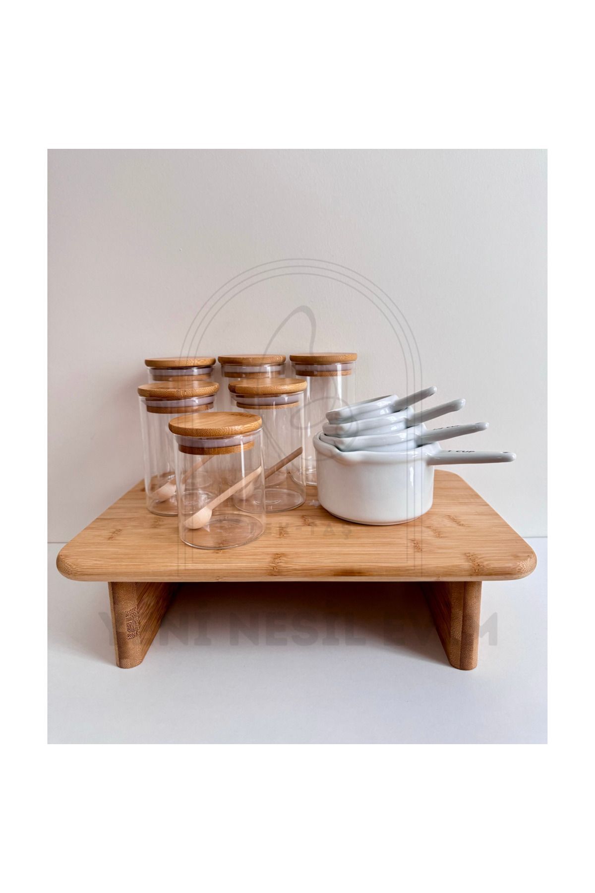 Ayaklı Dikdörtgen Ahşap Sunum Tahtası/Kesme Tahtası/Düzenleyici  33,5*22*8 cm