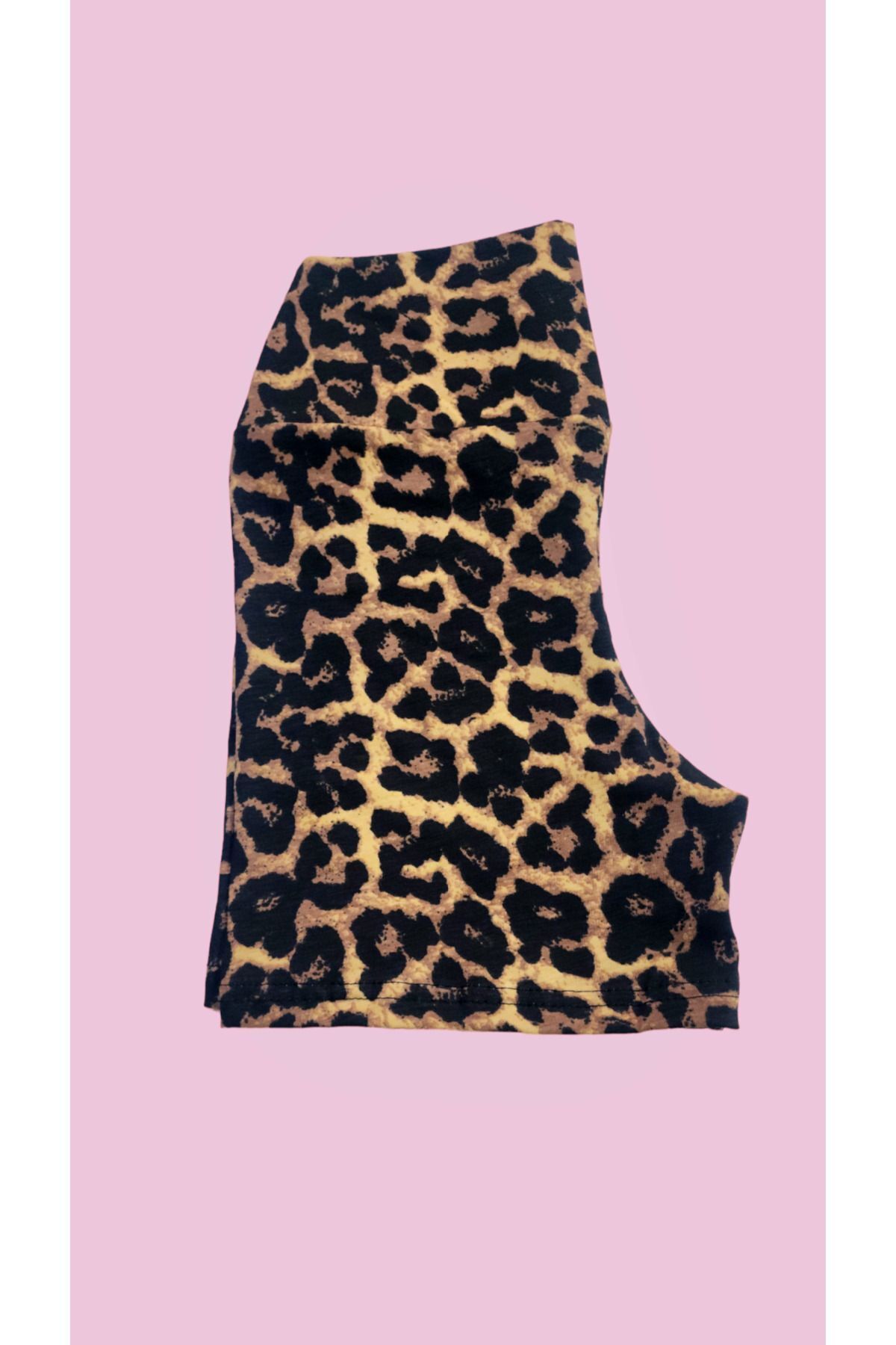 LEMAR MODA-Ψηλόμεσο γυναικείο αθλητικό σορτς Lycra - Basic Mini Shorts Leopard Print 5010 5