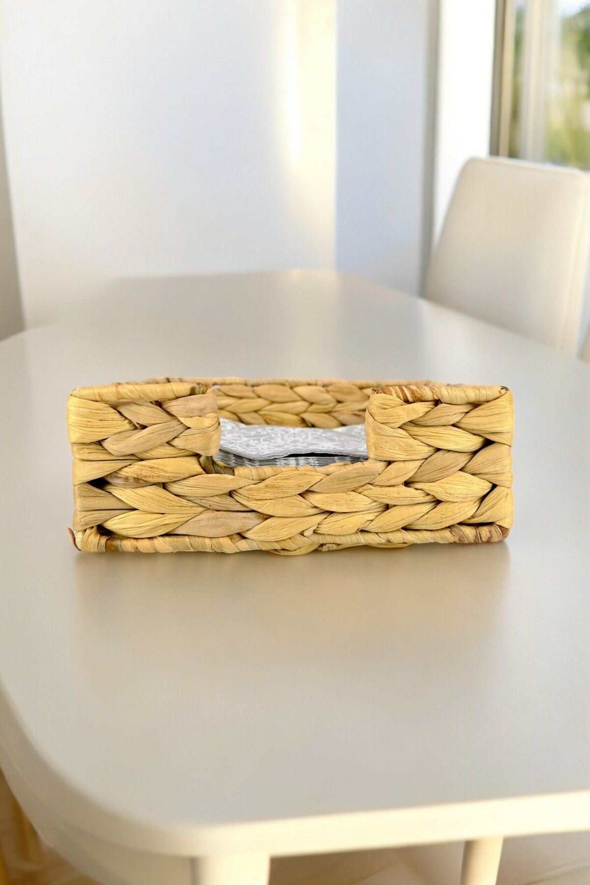 Digithome-19 Cm Brown Wicker Table Top - Square Horizontal Napkin Holder I/2 C1-1-289 3