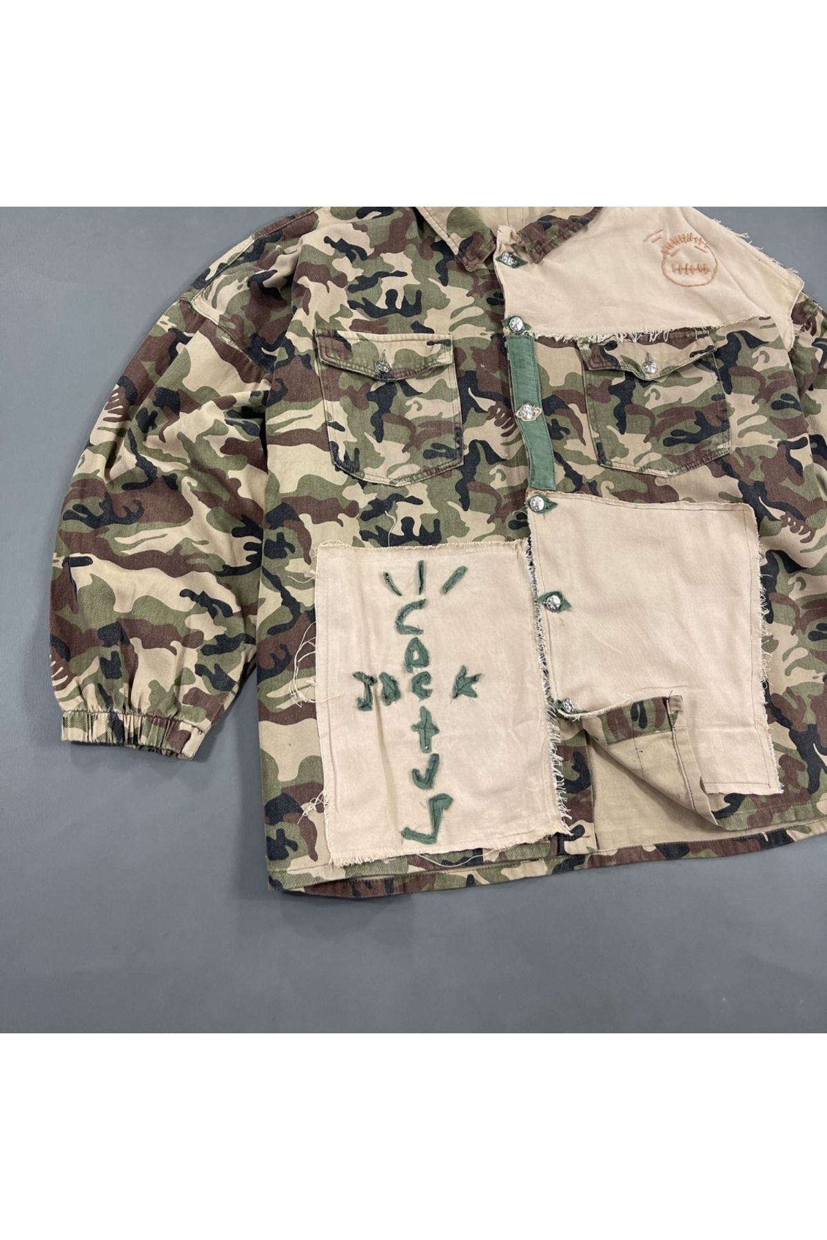 BPM-Cactus Patterned Premium Camouflage Jacket - Super Oversize 3