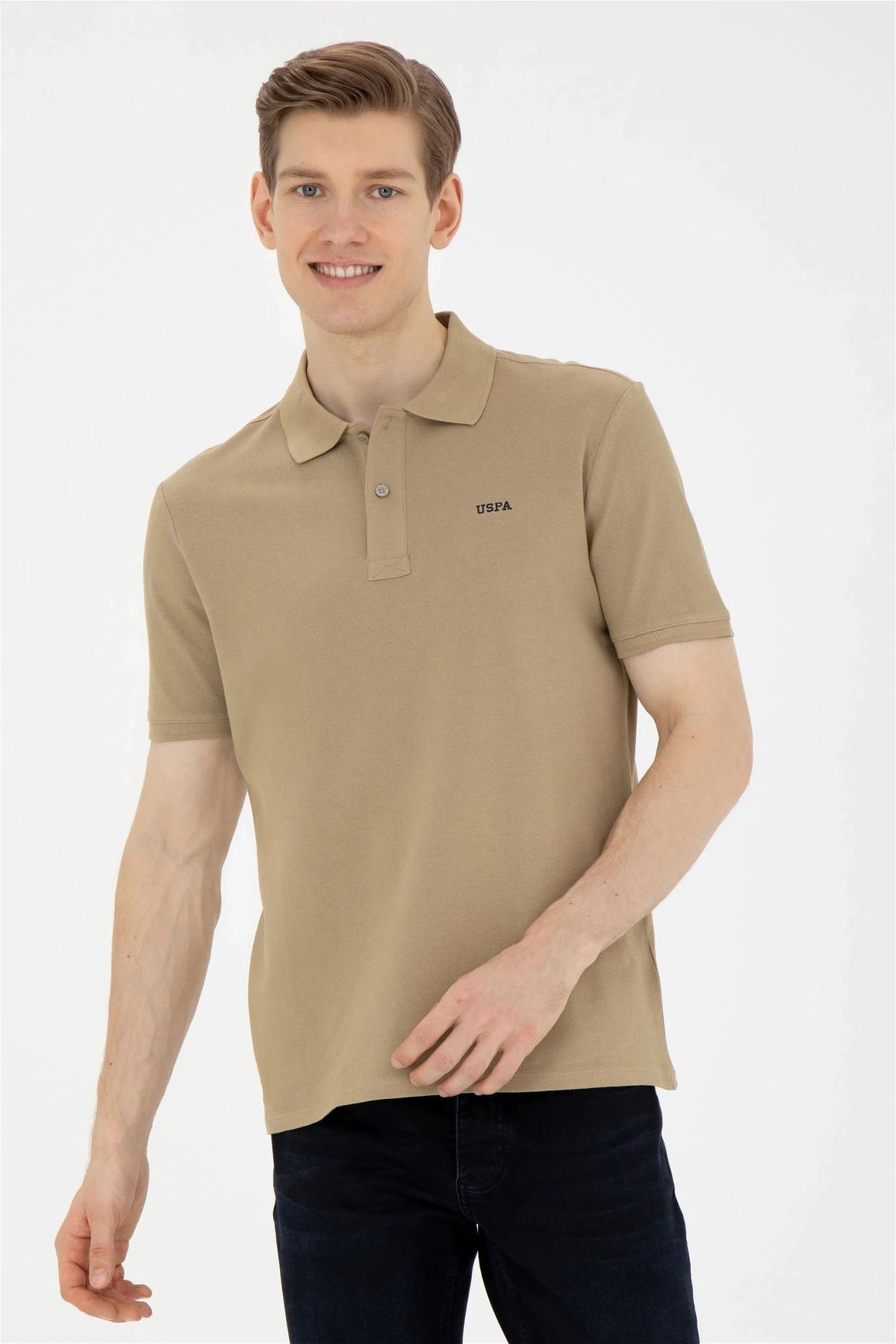 تی شرت یقه پولو سبز مردانه پایه اصلی چوگان ASSN U.S. Polo Assn.