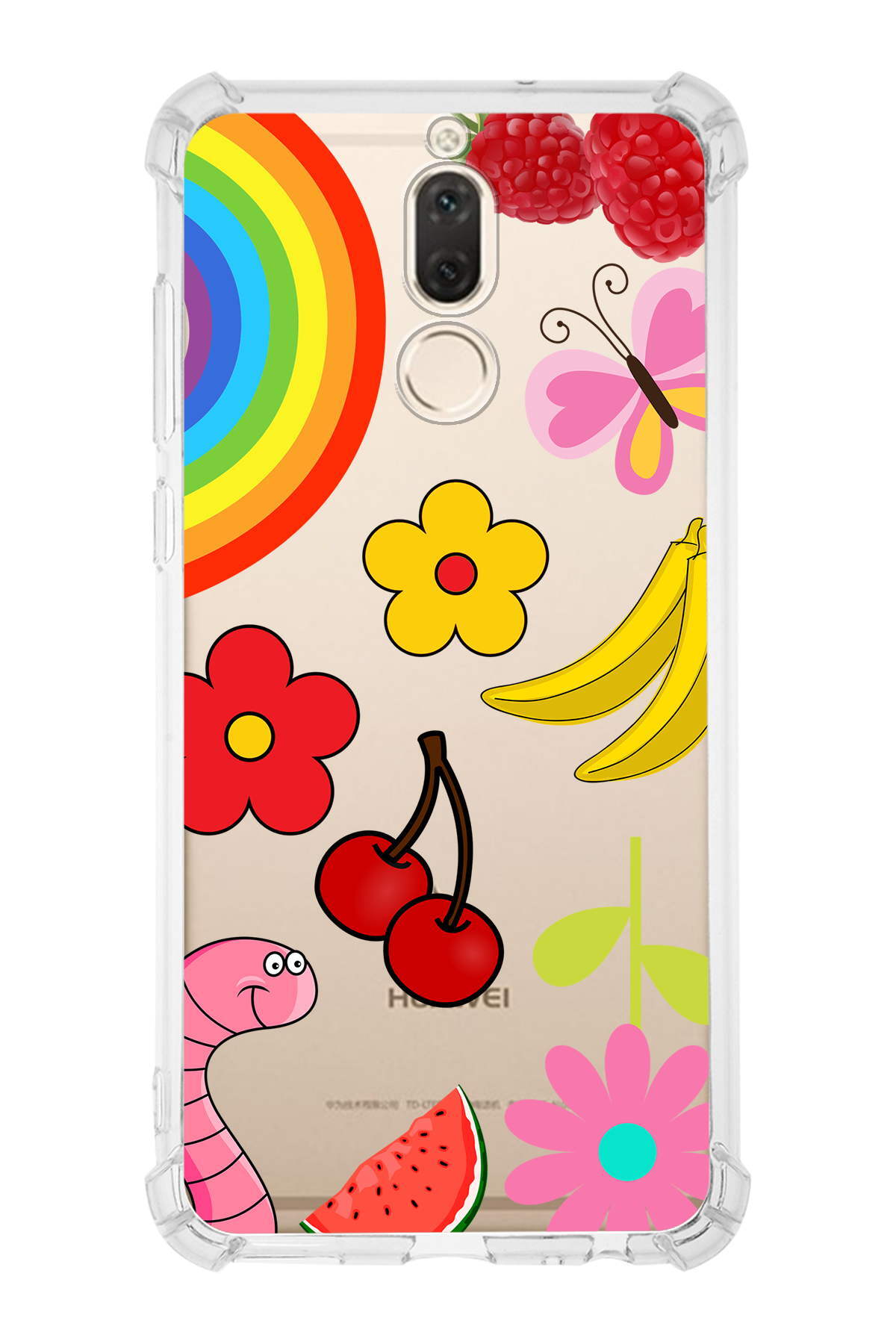 PrinriFy Huawei Mate 10 Lite Uyumlu Water Color 5 Baskılı Şeffaf Köşe Korumalı Antişok Kılıf