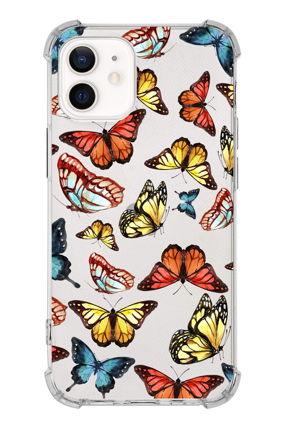 PrinriFy Apple iPhone 12 Mini Uyumlu Water Color 2 Baskılı Şeffaf Köşe Korumalı Antişok Kılıf