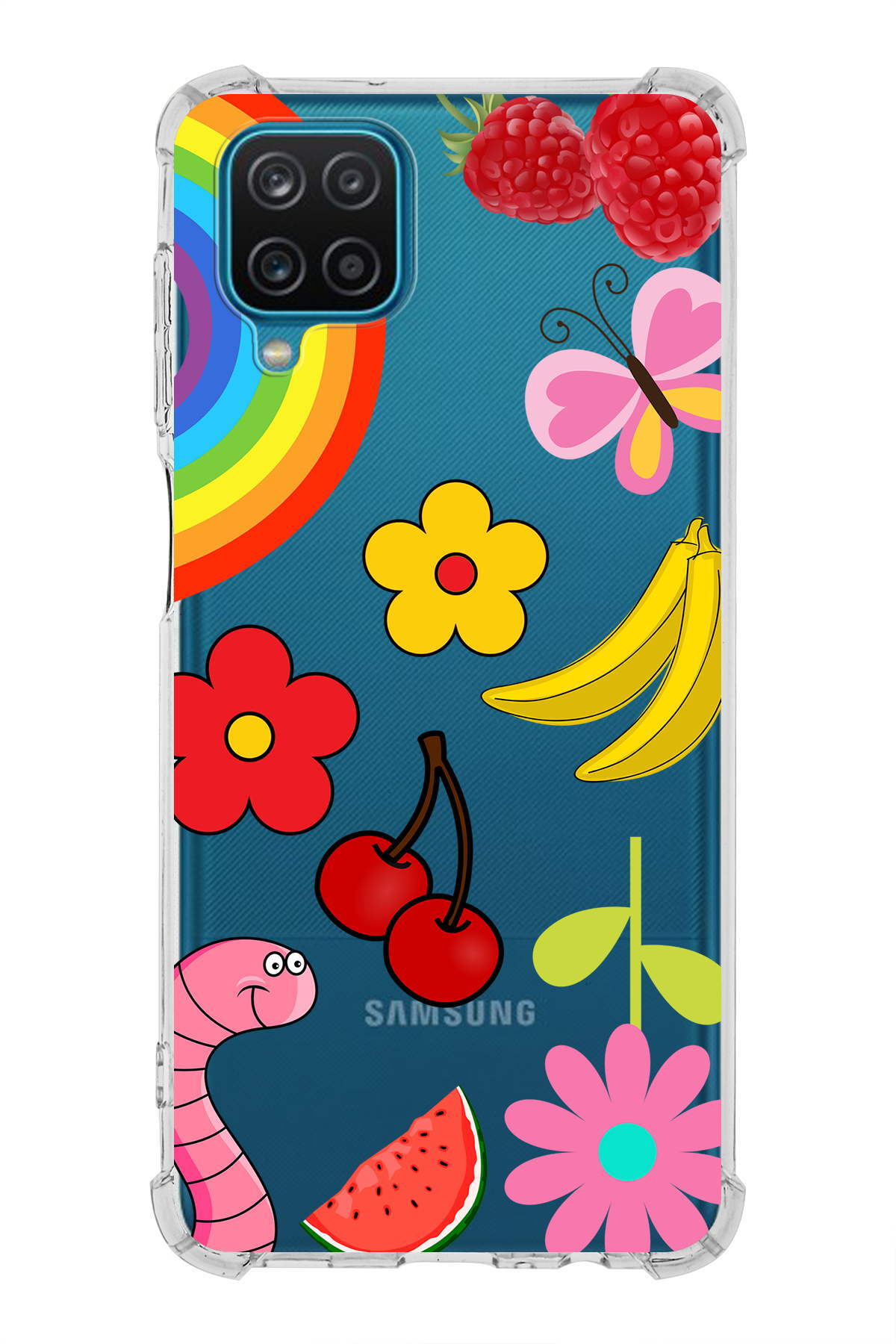 PrinriFy Samsung Galaxy M12 Uyumlu Water Color 5 Baskılı Şeffaf Köşe Korumalı Antişok Kılıf