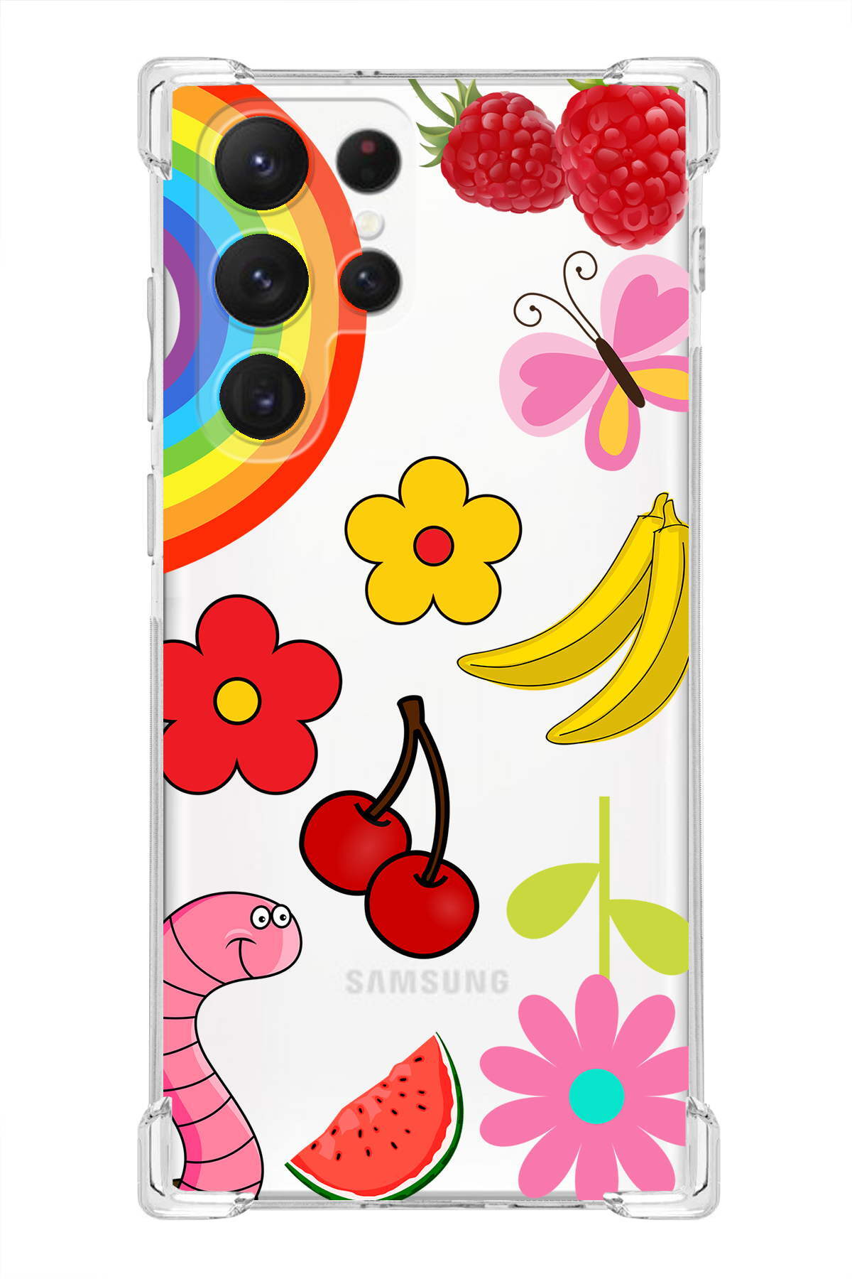 PrinriFy Samsung Galaxy S21 Ultra Uyumlu Water Color 5 Baskılı Şeffaf Köşe Korumalı Antişok Kılıf