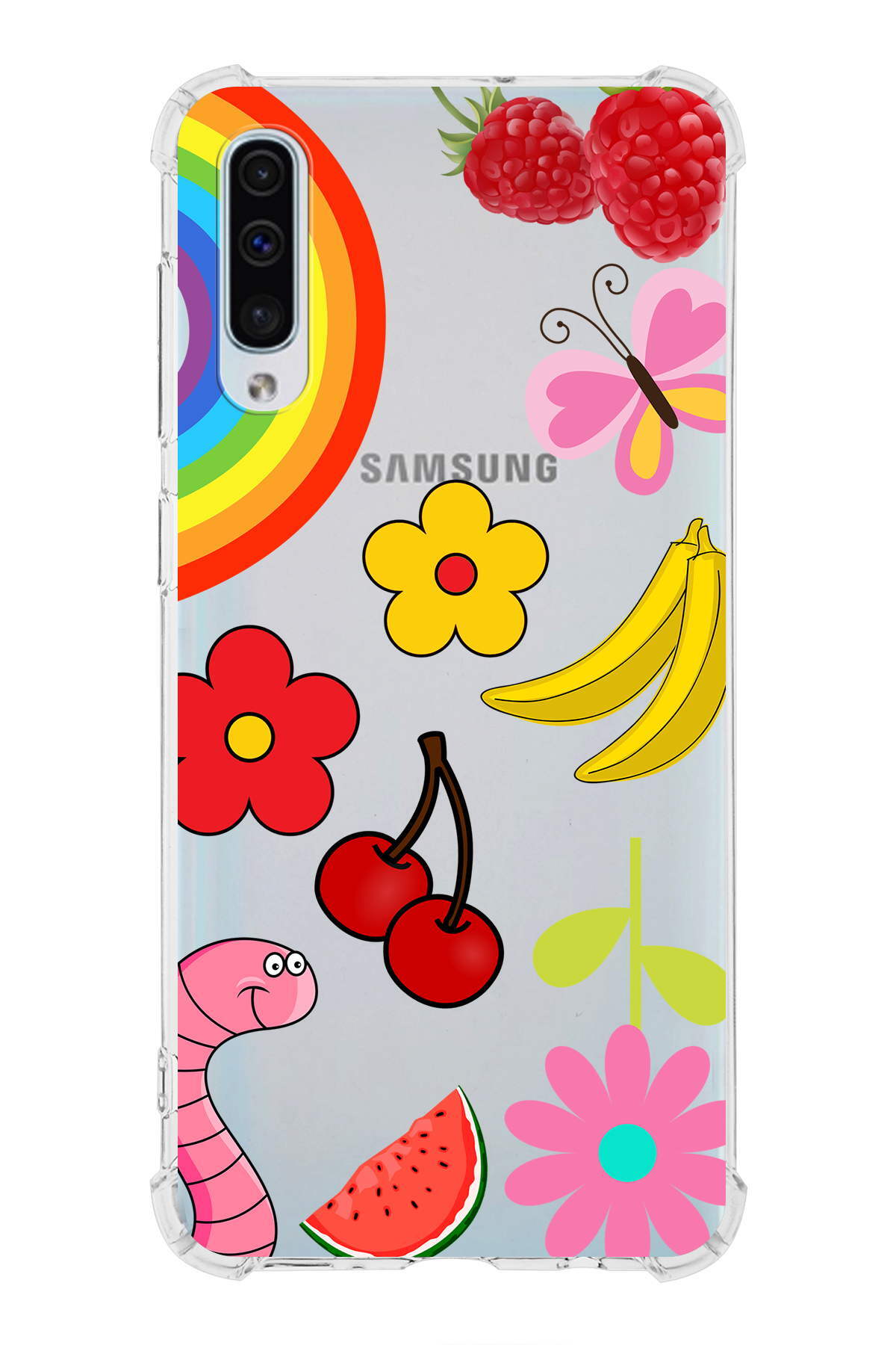 Samsung Galaxy A50s Uyumlu Water Color 5 Baskılı Şeffaf Köşe Korumalı Antişok Kılıf