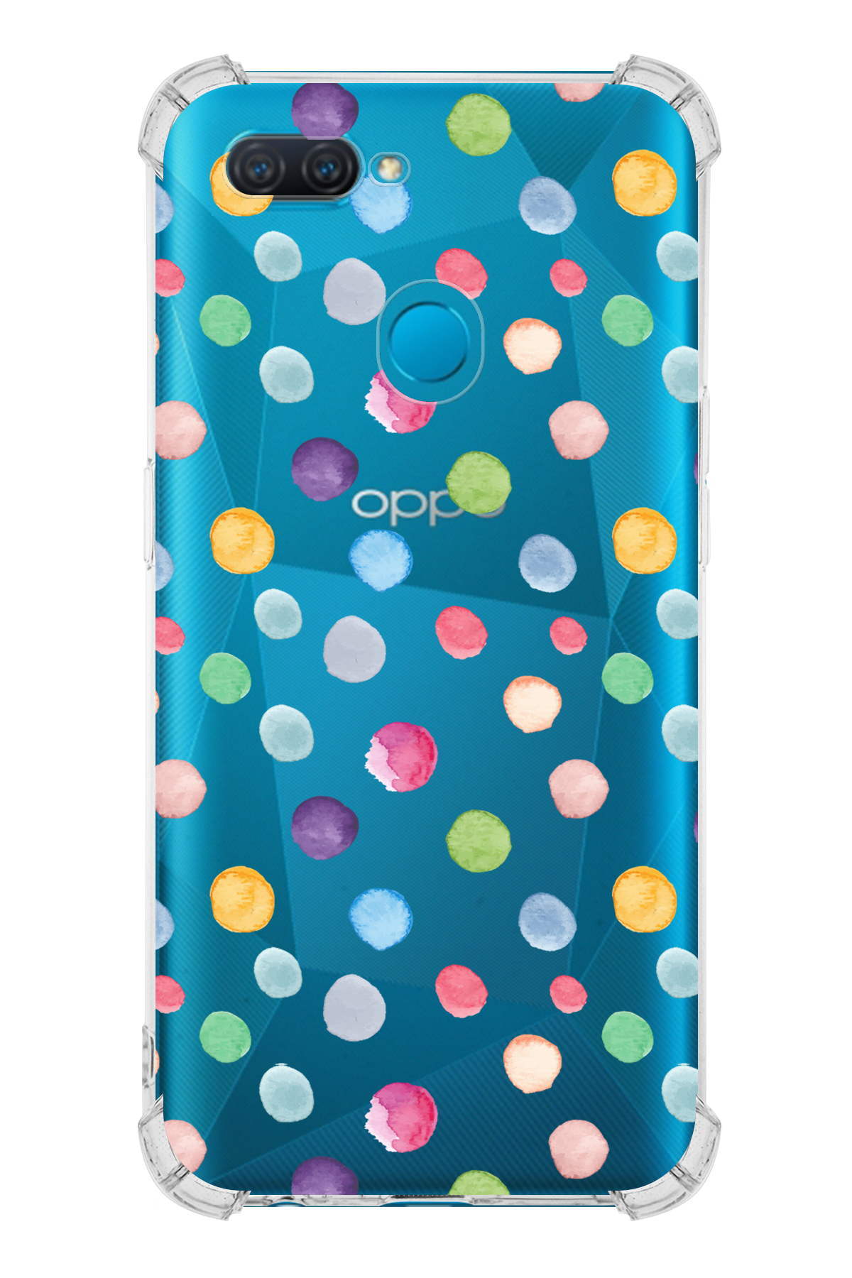 PrinriFy Oppo A5S Uyumlu Water Color 6 Baskılı Şeffaf Köşe Korumalı Antişok Kılıf