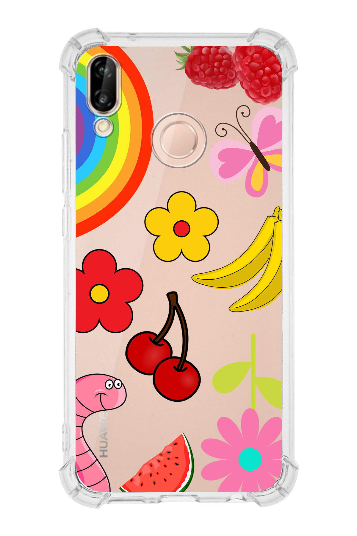 PrinriFy Huawei Mate 20 Lite Uyumlu Water Color 5 Baskılı Şeffaf Köşe Korumalı Antişok Kılıf