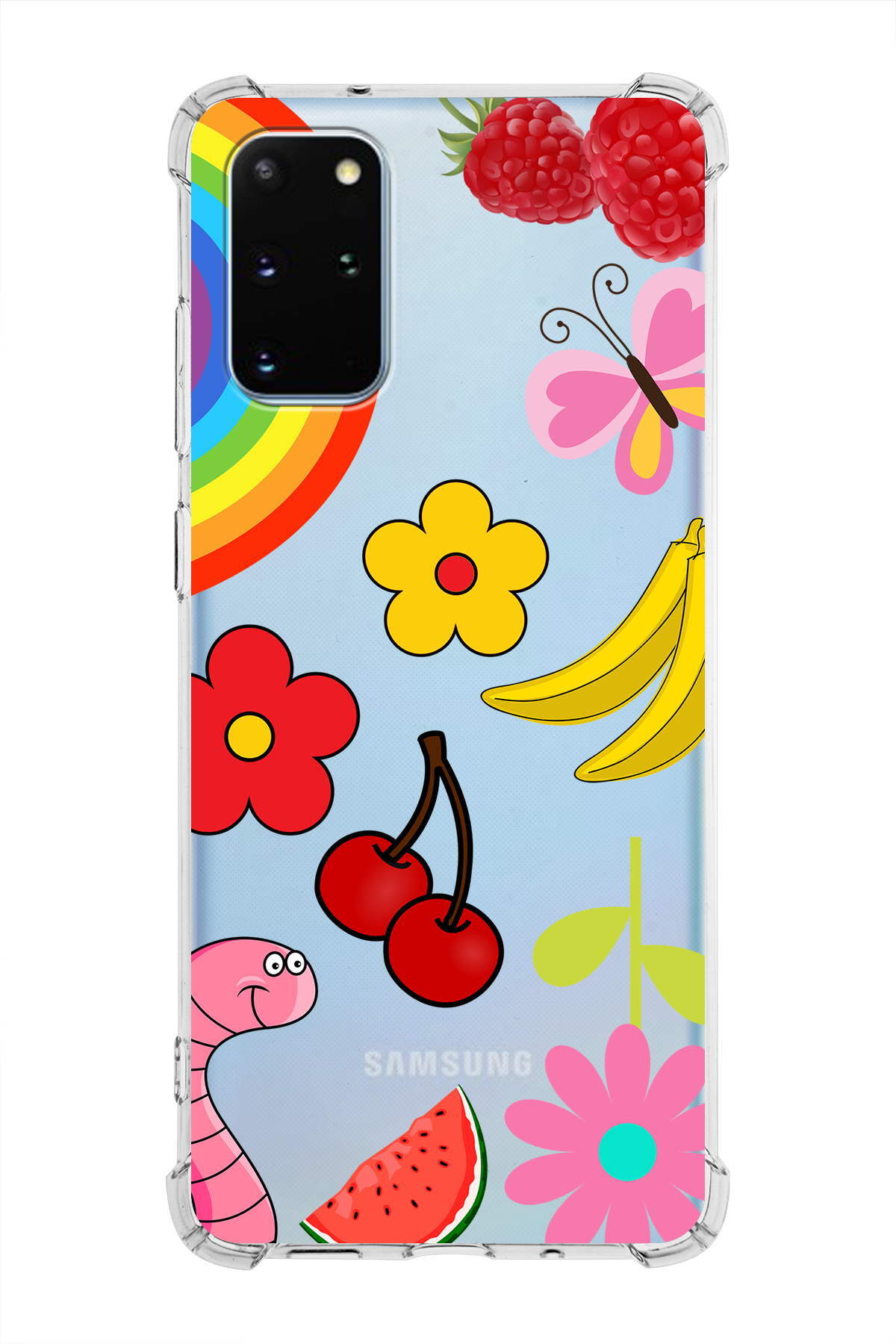 PrinriFy Samsung Galaxy S20 Plus Uyumlu Water Color 5 Baskılı Şeffaf Köşe Korumalı Antişok Kılıf