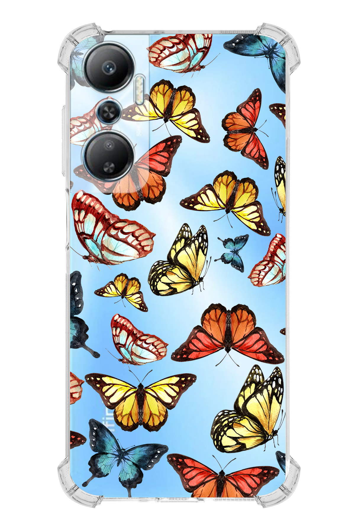 PrinriFy İnfinix Hot 20 Uyumlu Water Color 2 Baskılı Şeffaf Köşe Korumalı Antişok Kılıf