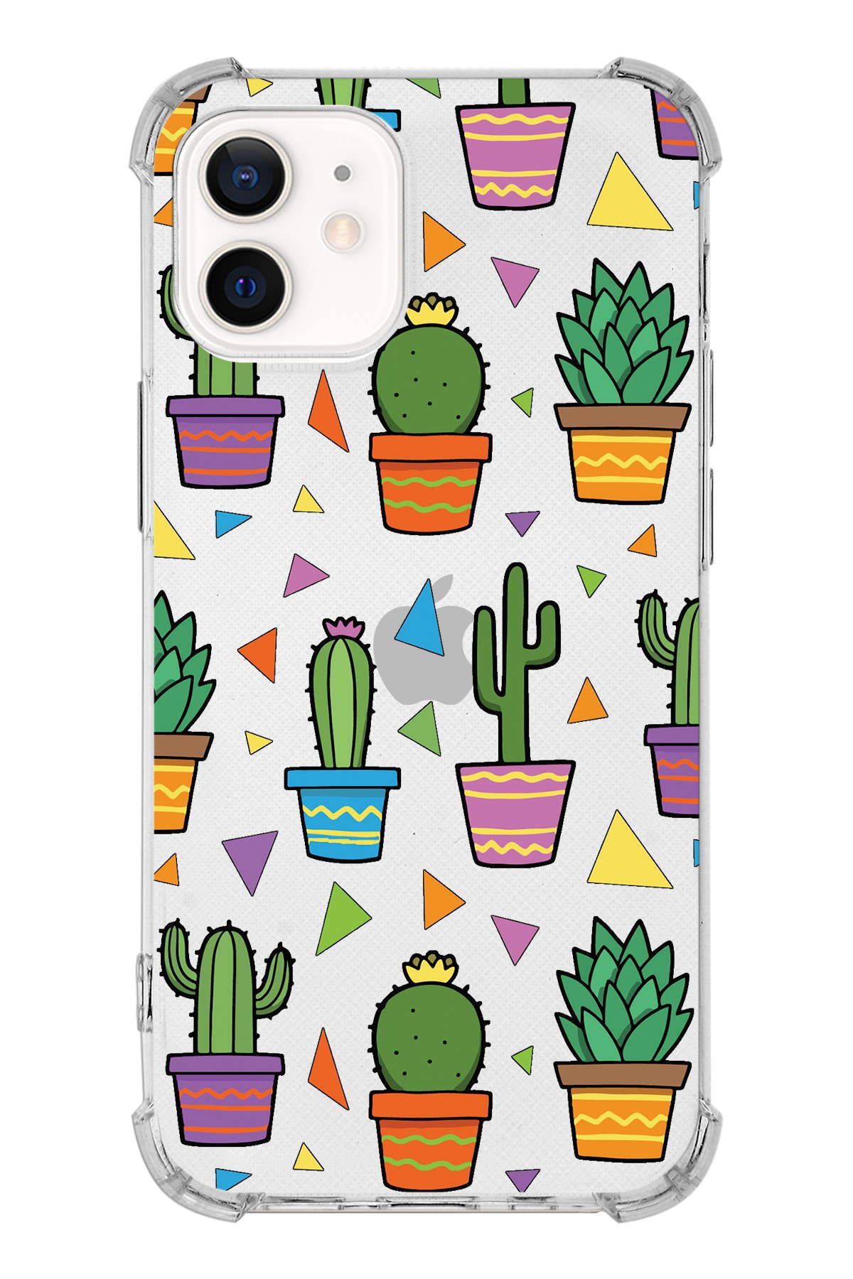 PrinriFy Apple iPhone 12 Uyumlu Water Color 4 Baskılı Şeffaf Köşe Korumalı Antişok Kılıf