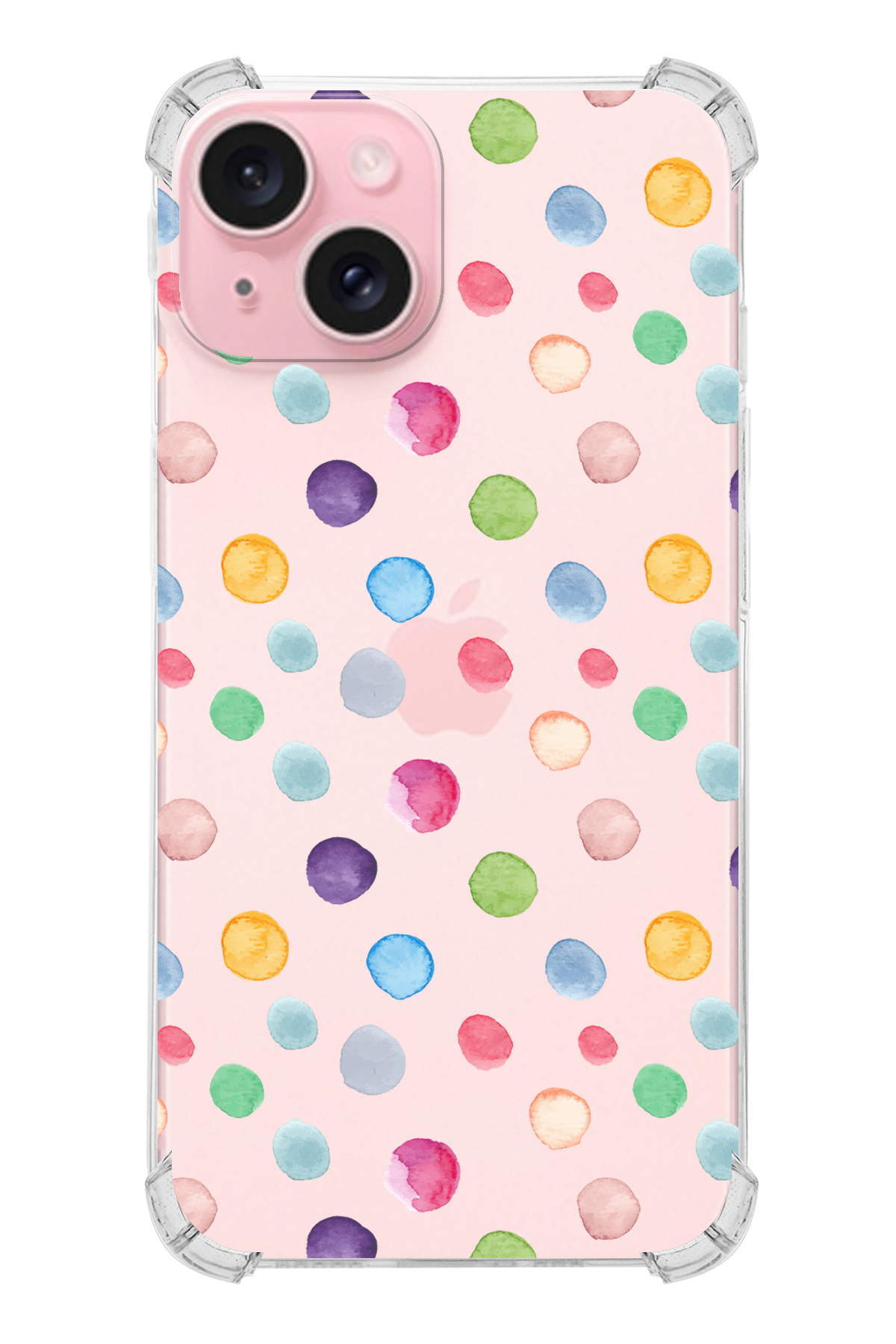PrinriFy Apple iPhone 15 Uyumlu Water Color 6 Baskılı Şeffaf Köşe Korumalı Antişok Kılıf