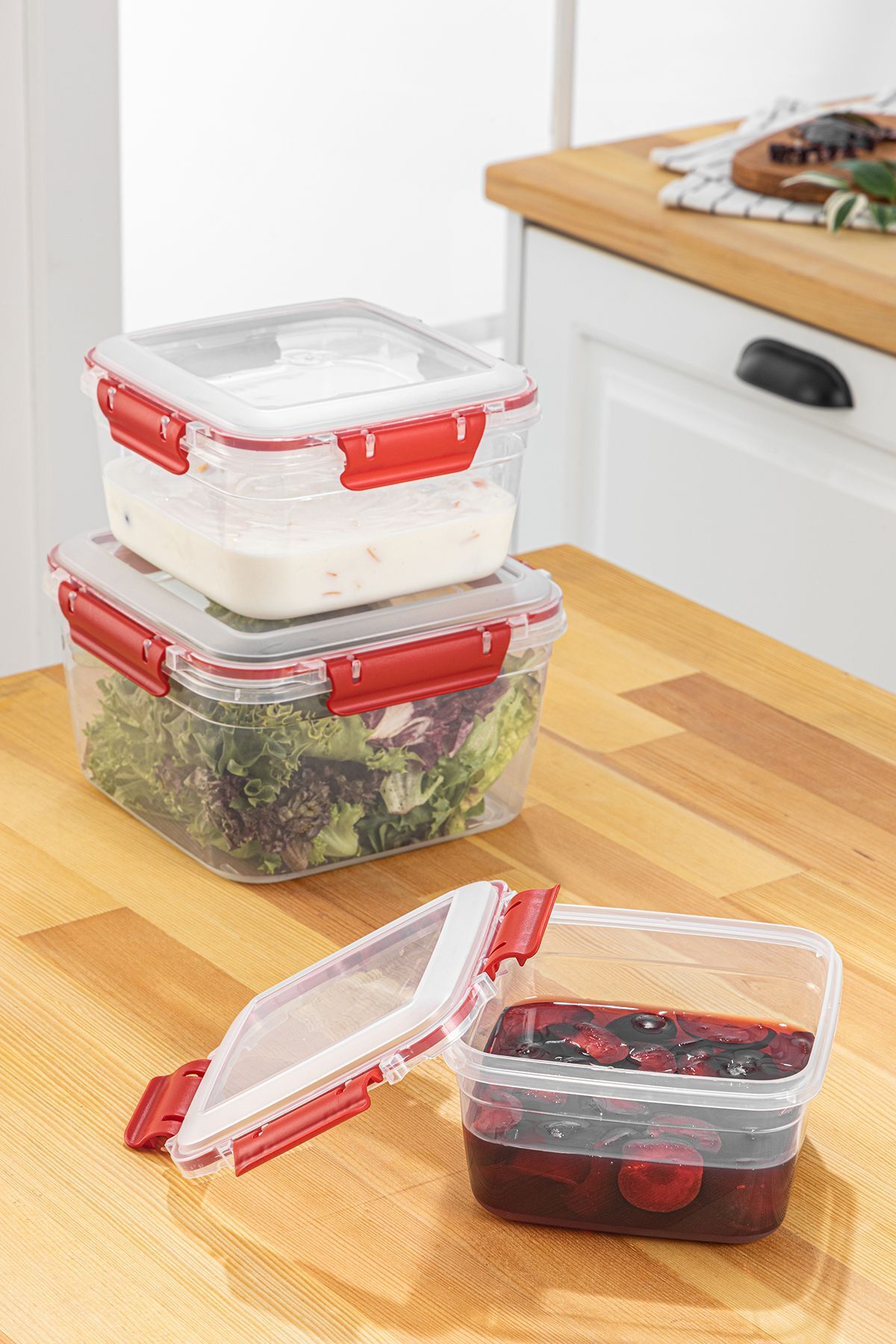 simplicity-Red 3-Piece Tidy Leak Proof Storage Set 4