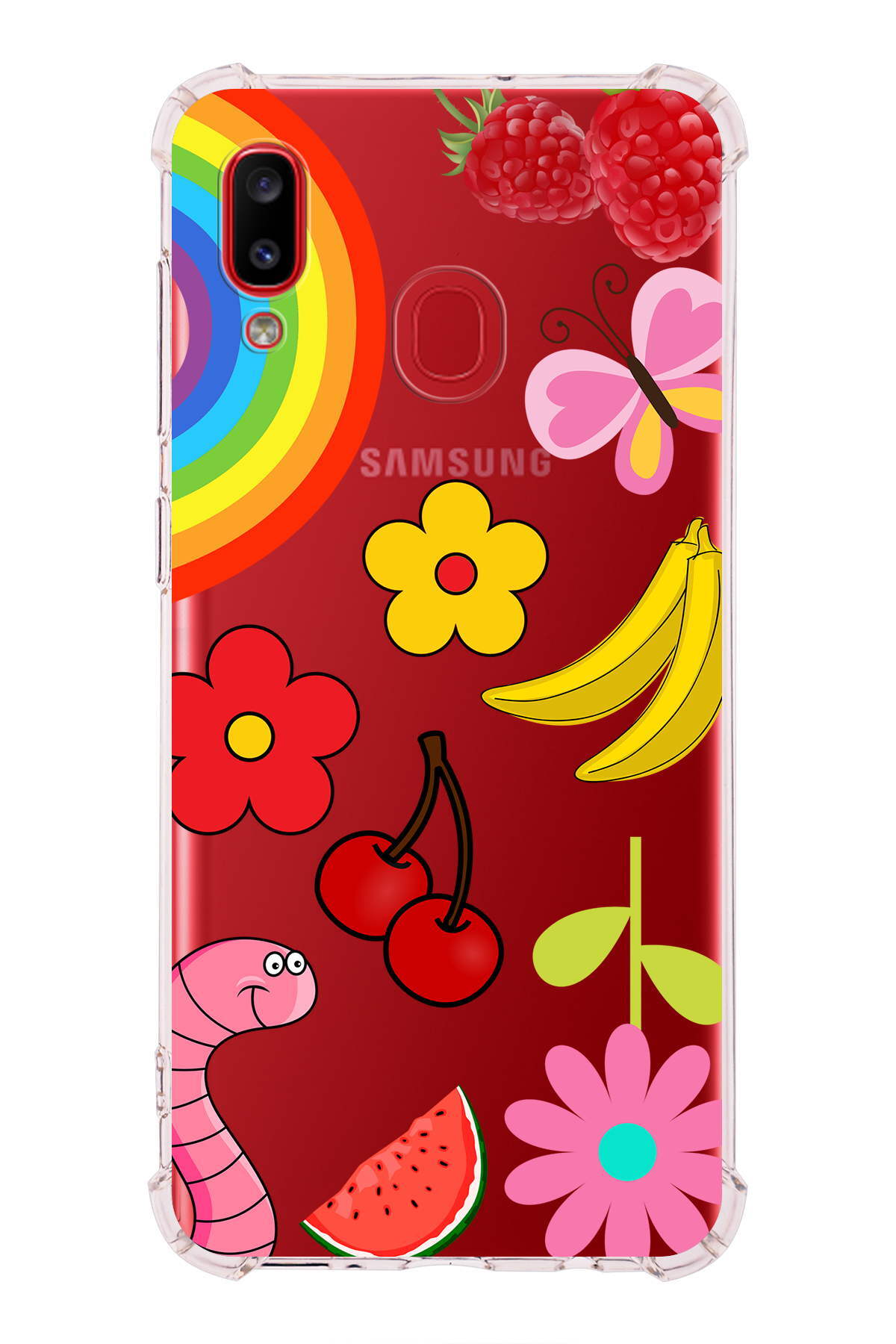 Samsung Galaxy A20 Uyumlu Water Color 5 Baskılı Şeffaf Köşe Korumalı Antişok Kılıf