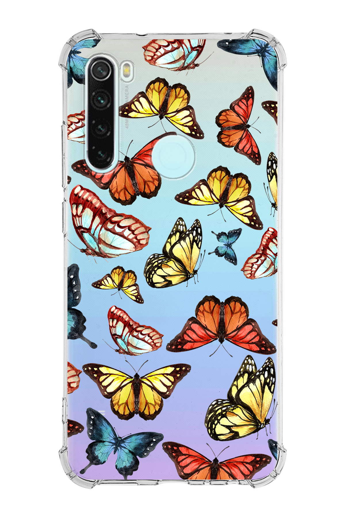 PrinriFy Xiaomi Redmi Note 8 Uyumlu Water Color 2 Baskılı Şeffaf Köşe Korumalı Antişok Kılıf