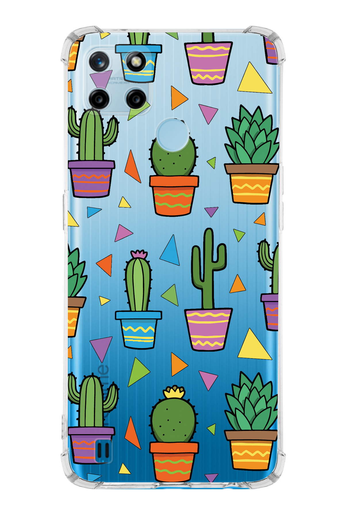 Realme C25 Uyumlu Water Color 4 Baskılı Şeffaf Köşe Korumalı Antişok Kılıf