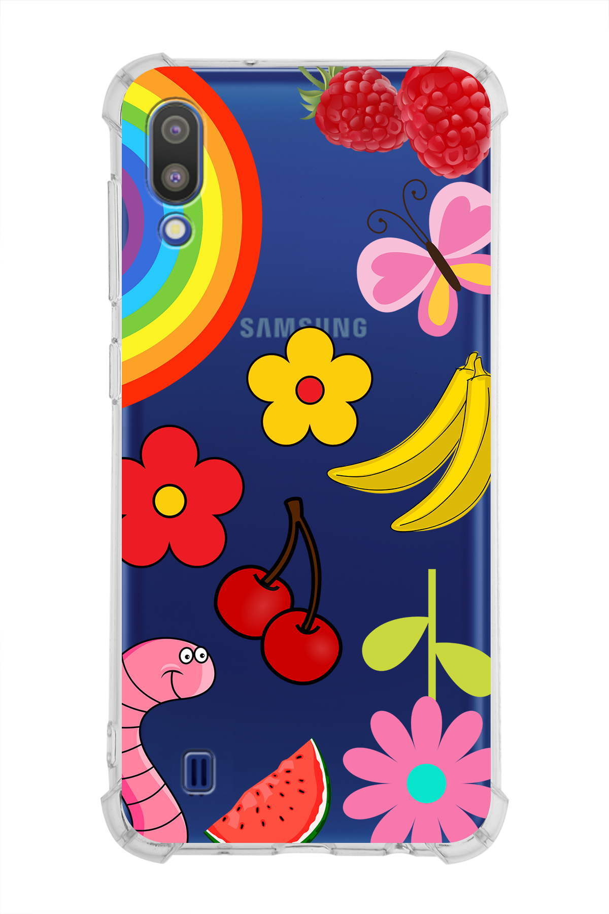 PrinriFy Samsung Galaxy M10 Uyumlu Water Color 5 Baskılı Şeffaf Köşe Korumalı Antişok Kılıf