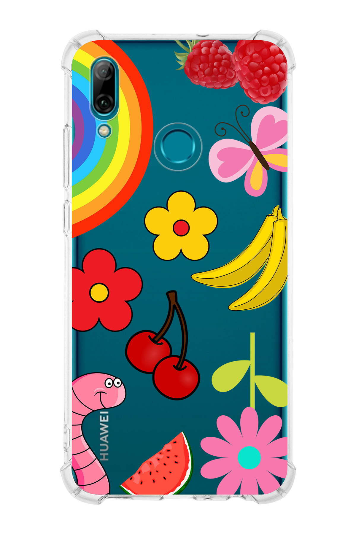PrinriFy Huawei P Smart 2019 Uyumlu Water Color 5 Baskılı Şeffaf Köşe Korumalı Antişok Kılıf