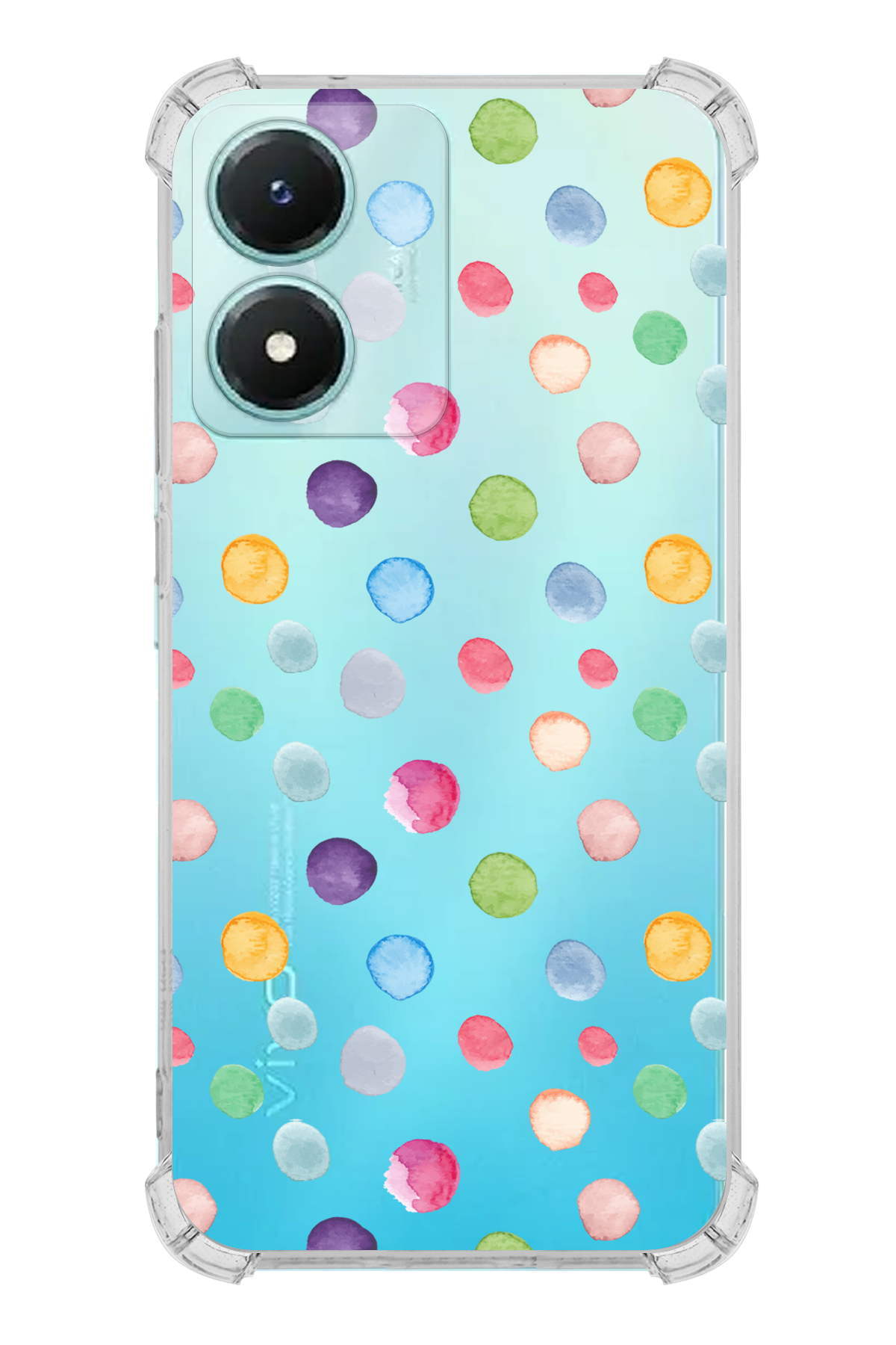 PrinriFy Vivo Y16 Uyumlu Water Color 6 Baskılı Şeffaf Köşe Korumalı Antişok Kılıf
