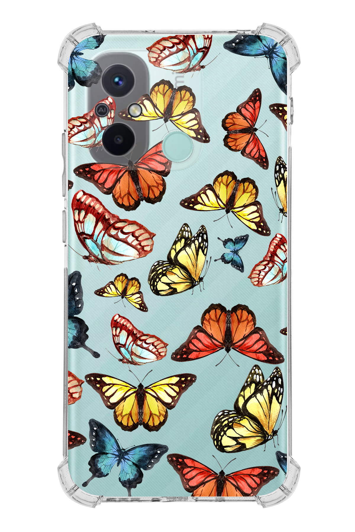 PrinriFy Xiaomi Redmi 12C Uyumlu Water Color 2 Baskılı Şeffaf Köşe Korumalı Antişok Kılıf