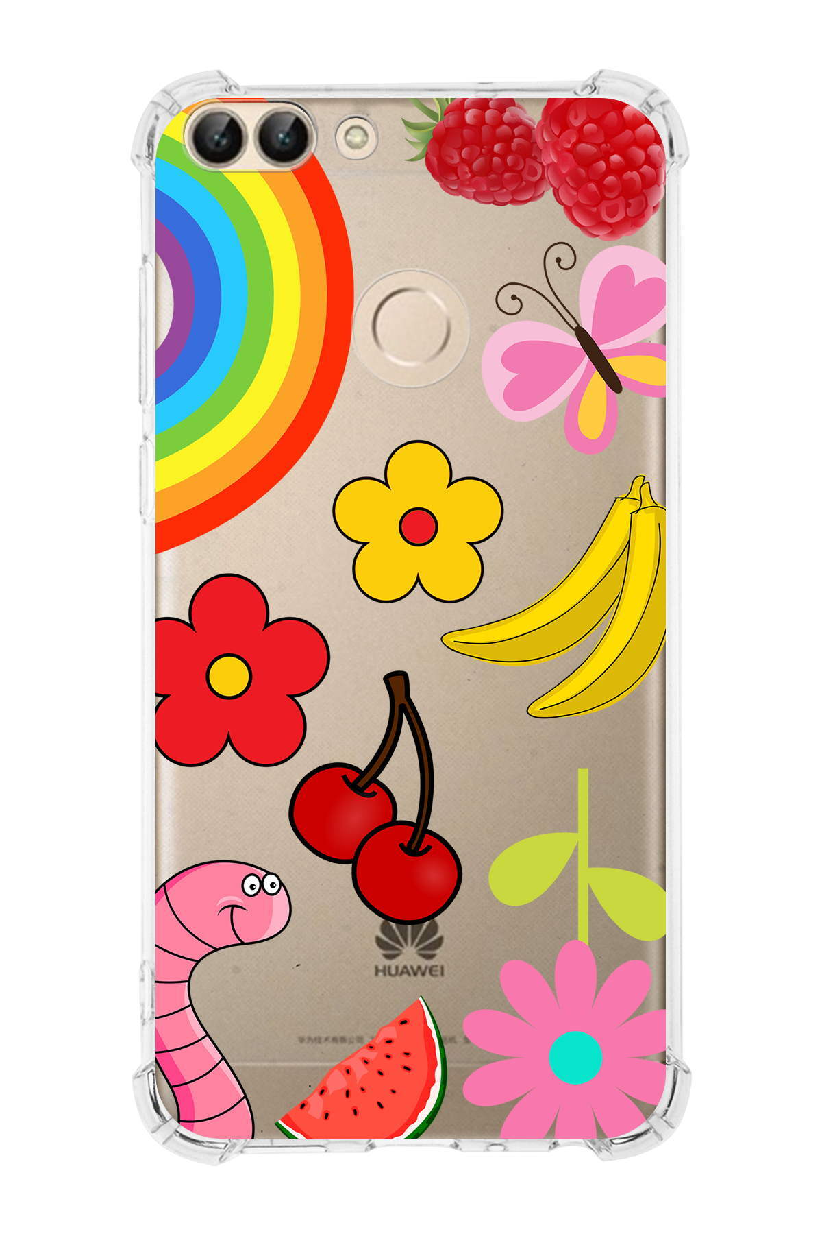 PrinriFy Huawei P Smart Uyumlu Water Color 5 Baskılı Şeffaf Köşe Korumalı Antişok Kılıf