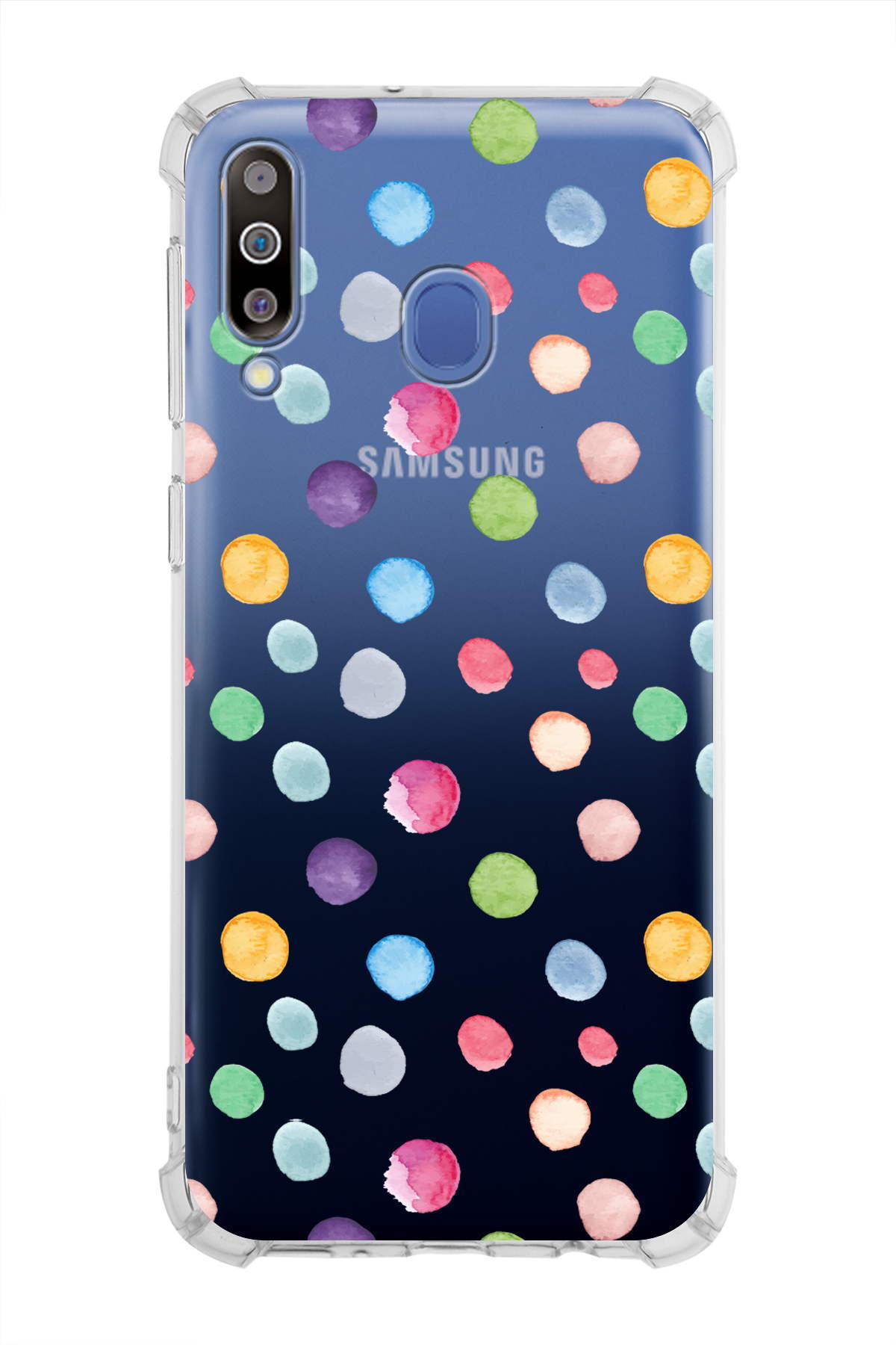 PrinriFy Samsung Galaxy M30 Uyumlu Water Color 6 Baskılı Şeffaf Köşe Korumalı Antişok Kılıf