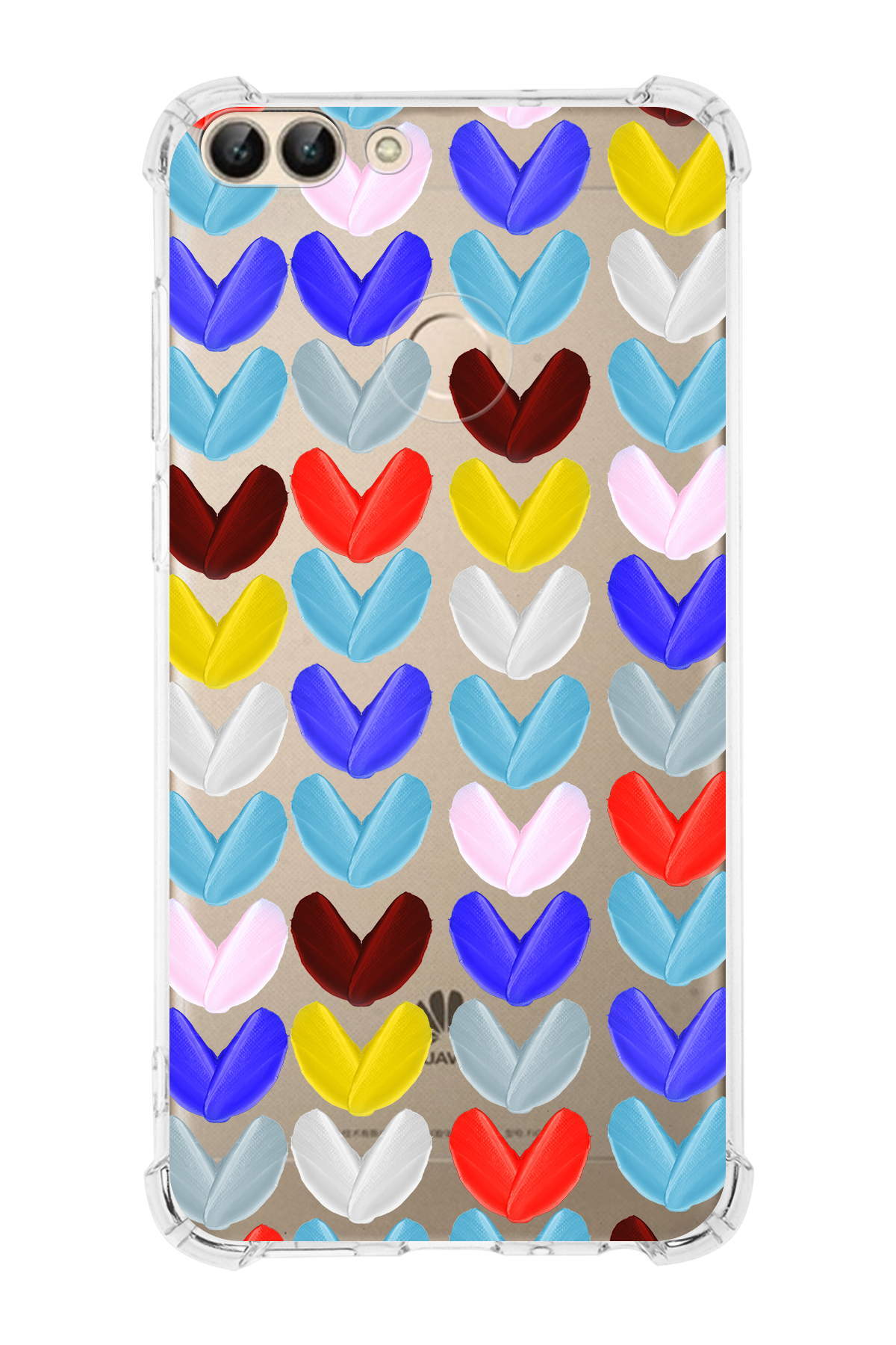 PrinriFy Huawei P Smart Uyumlu Water Color 1 Baskılı Şeffaf Köşe Korumalı Antişok Kılıf