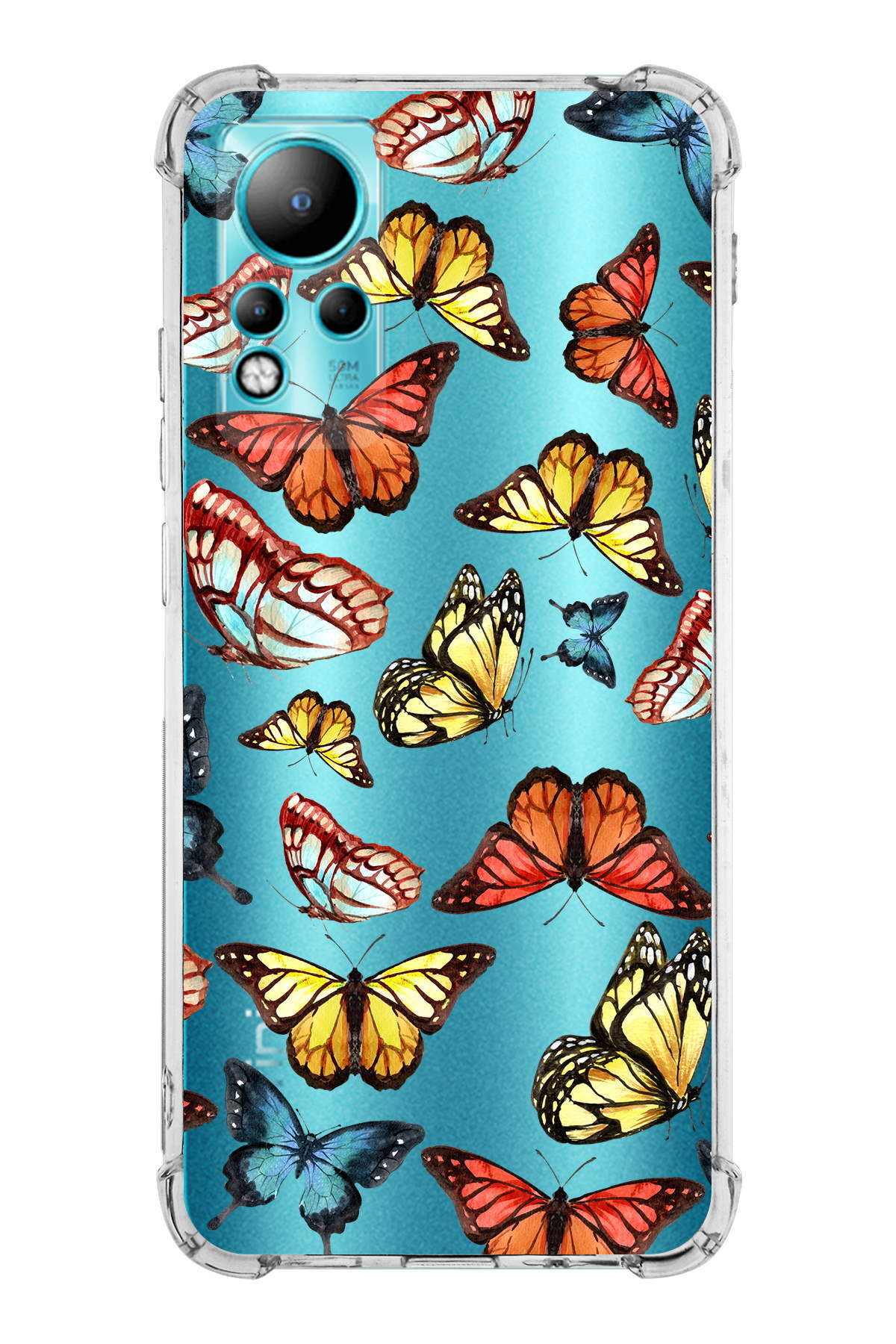 PrinriFy İnfinix Note 11 Uyumlu Water Color 2 Baskılı Şeffaf Köşe Korumalı Antişok Kılıf