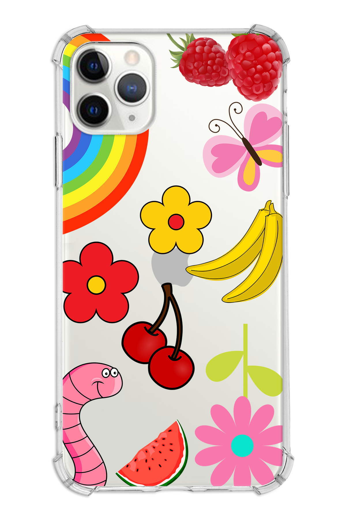 PrinriFy Apple iPhone 11 Pro Max Uyumlu Water Color 5 Baskılı Şeffaf Köşe Korumalı Antişok Kılıf