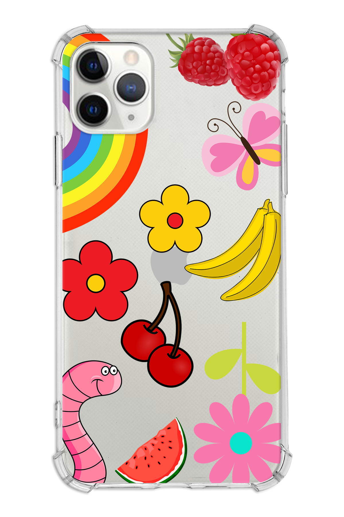 PrinriFy Apple iPhone 11 Pro Uyumlu Water Color 5 Baskılı Şeffaf Köşe Korumalı Antişok Kılıf