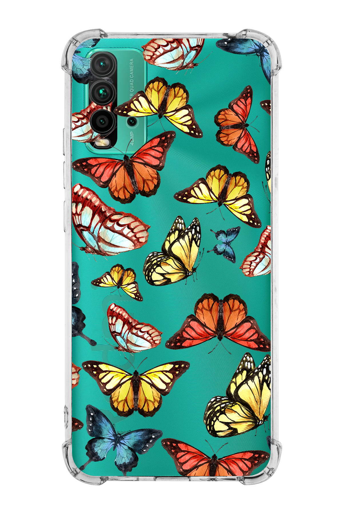 PrinriFy Xiaomi Redmi 9T Uyumlu Water Color 2 Baskılı Şeffaf Köşe Korumalı Antişok Kılıf