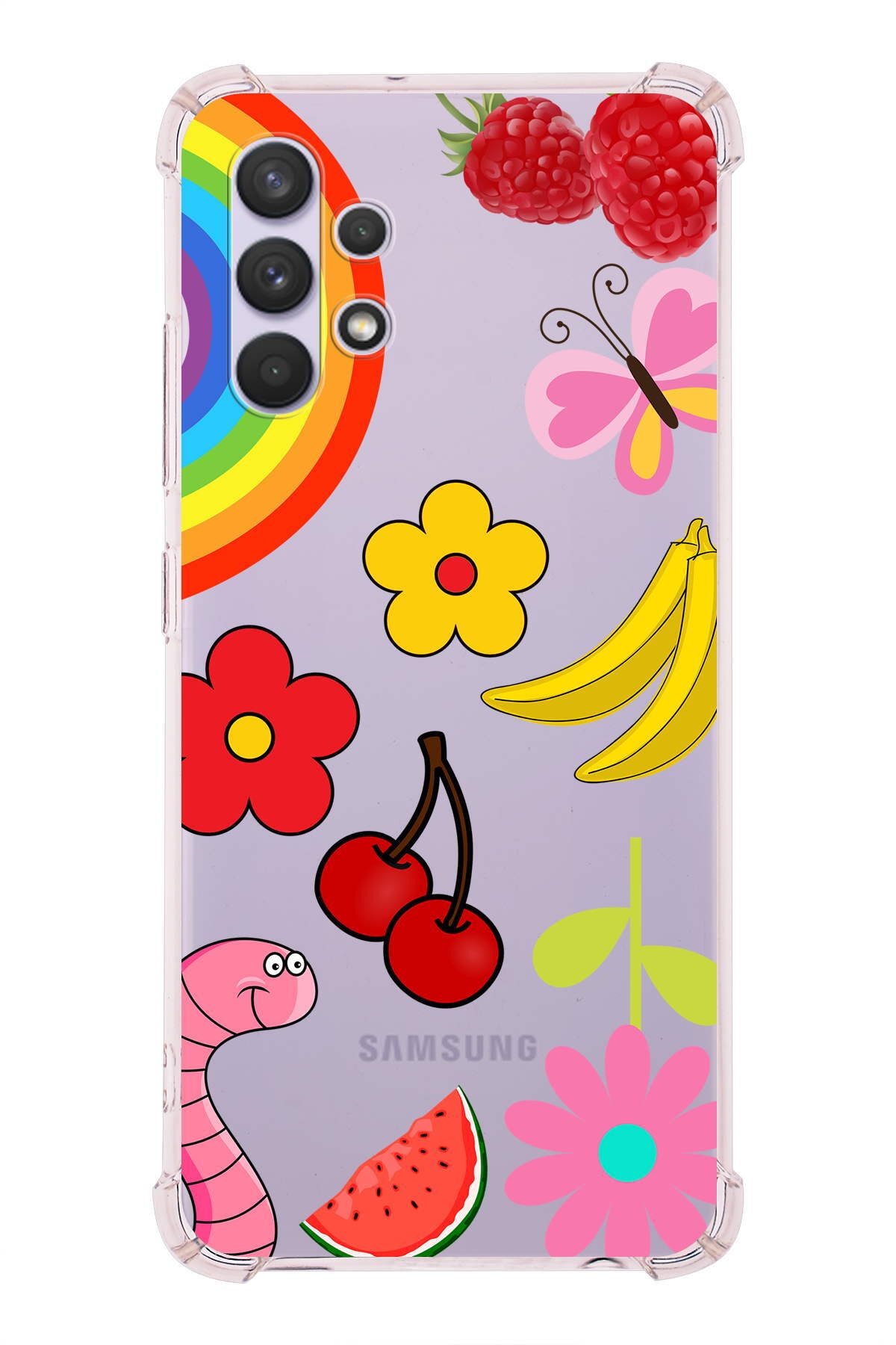 Samsung Galaxy A32 Uyumlu Water Color 5 Baskılı Şeffaf Köşe Korumalı Antişok Kılıf