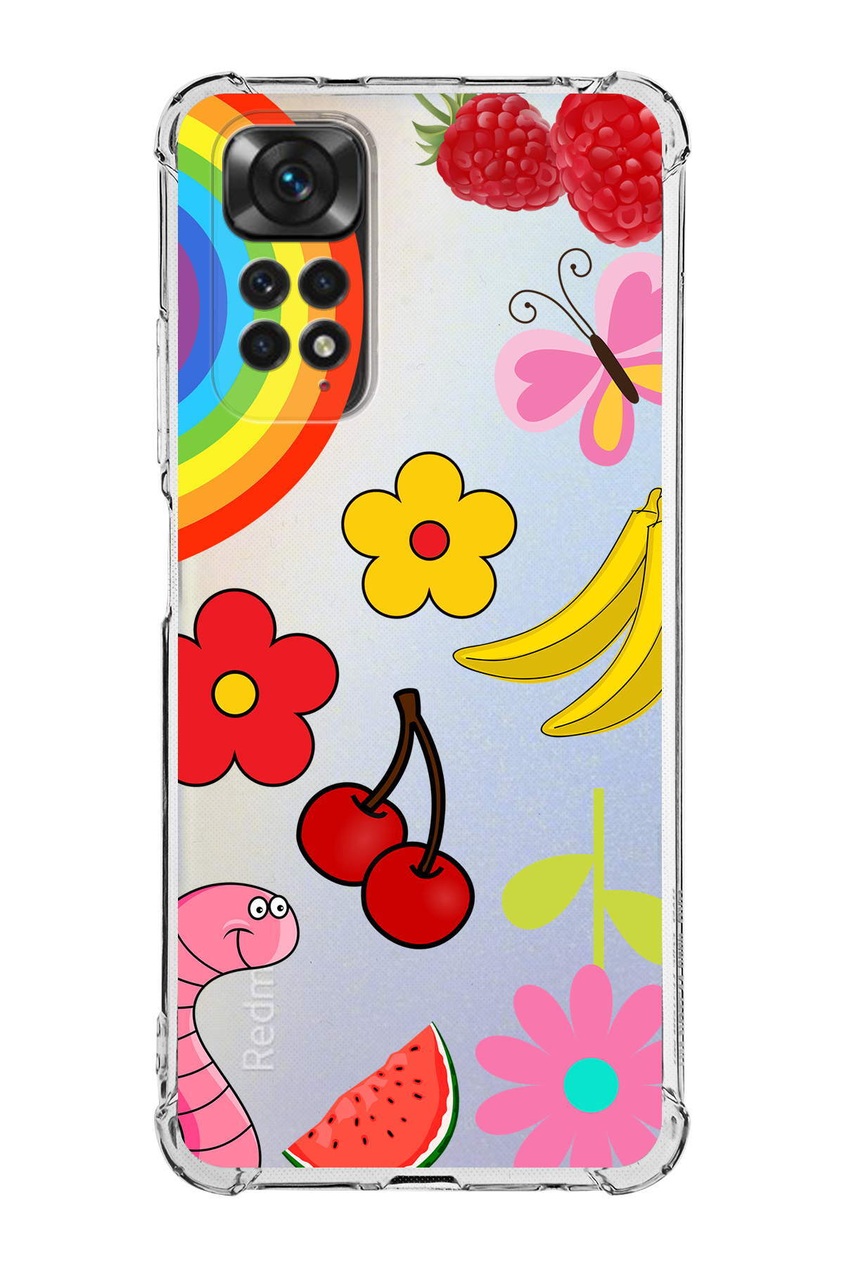 PrinriFy Xiaomi Redmi Note 11S Uyumlu Water Color 5 Baskılı Şeffaf Köşe Korumalı Antişok Kılıf