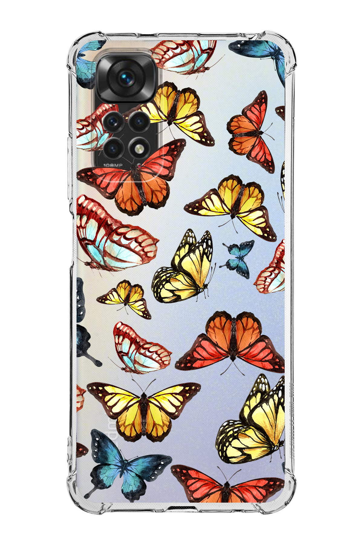 PrinriFy Xiaomi Redmi Note 11S Uyumlu Water Color 2 Baskılı Şeffaf Köşe Korumalı Antişok Kılıf