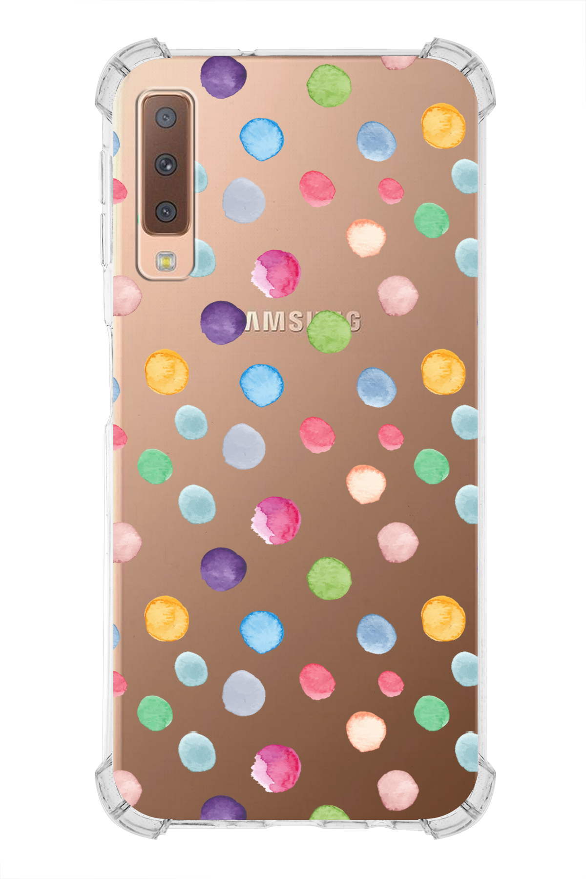 Samsung Galaxy A7 2018 Uyumlu Water Color 6 Baskılı Şeffaf Köşe Korumalı Antişok Kılıf