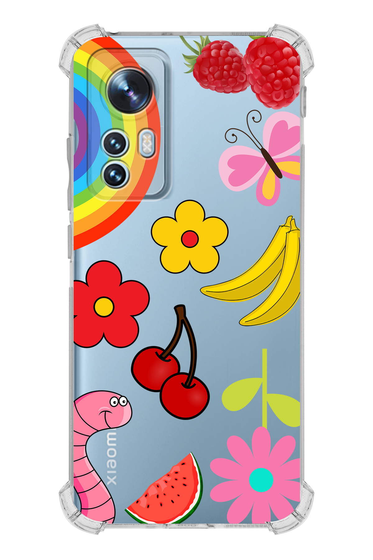 PrinriFy Xiaomi Mi 12 Uyumlu Water Color 5 Baskılı Şeffaf Köşe Korumalı Antişok Kılıf