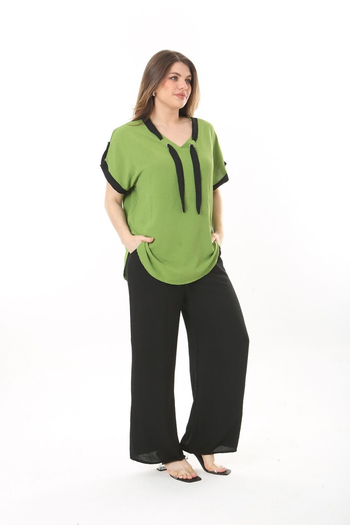 xlargebutik-Large Size Green Lycra Ayrobin Suit - Clothing 4