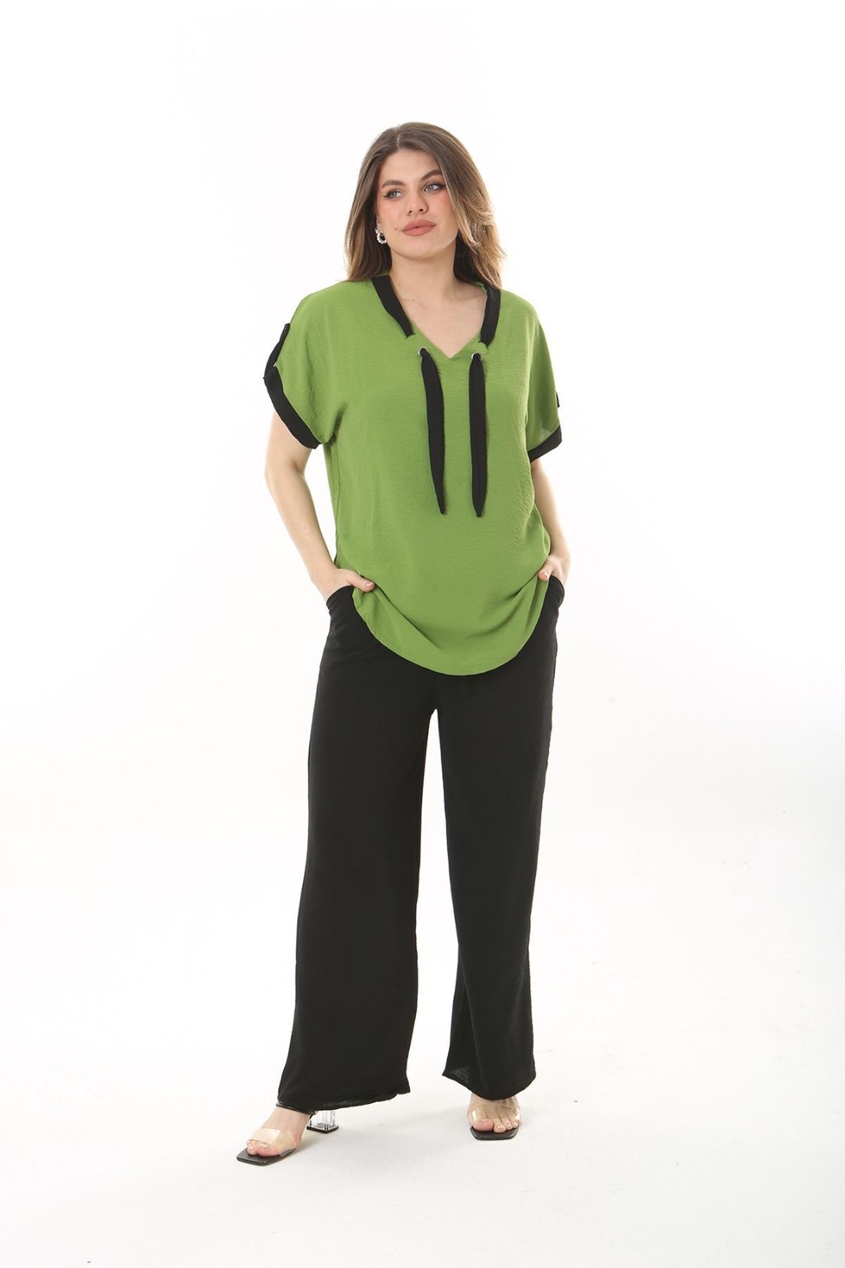xlargebutik-Large Size Green Lycra Ayrobin Suit - Clothing 3