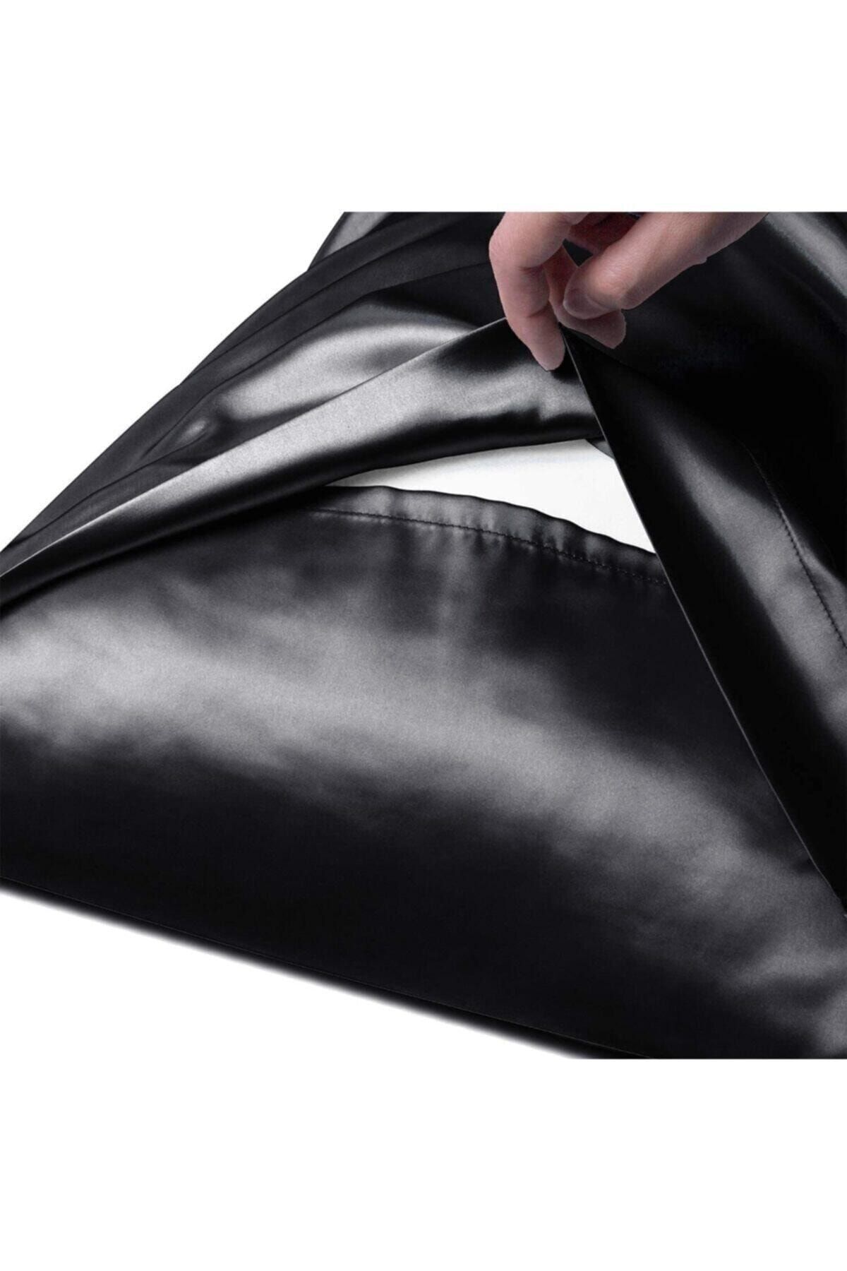 EVYA-Fete de perna din matase neagra 2 bucati 50x70 cm anti-transpiratie fara miros potrivite pentru parul cret 4