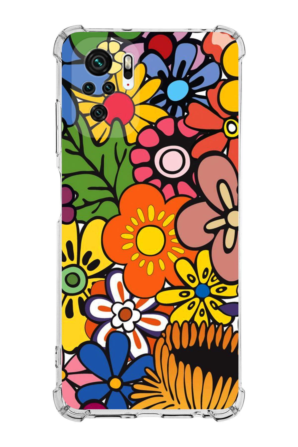 Redmi 10 Uyumlu Retro Color 2 Baskılı Şeffaf Köşe Korumalı Antişok Kılıf