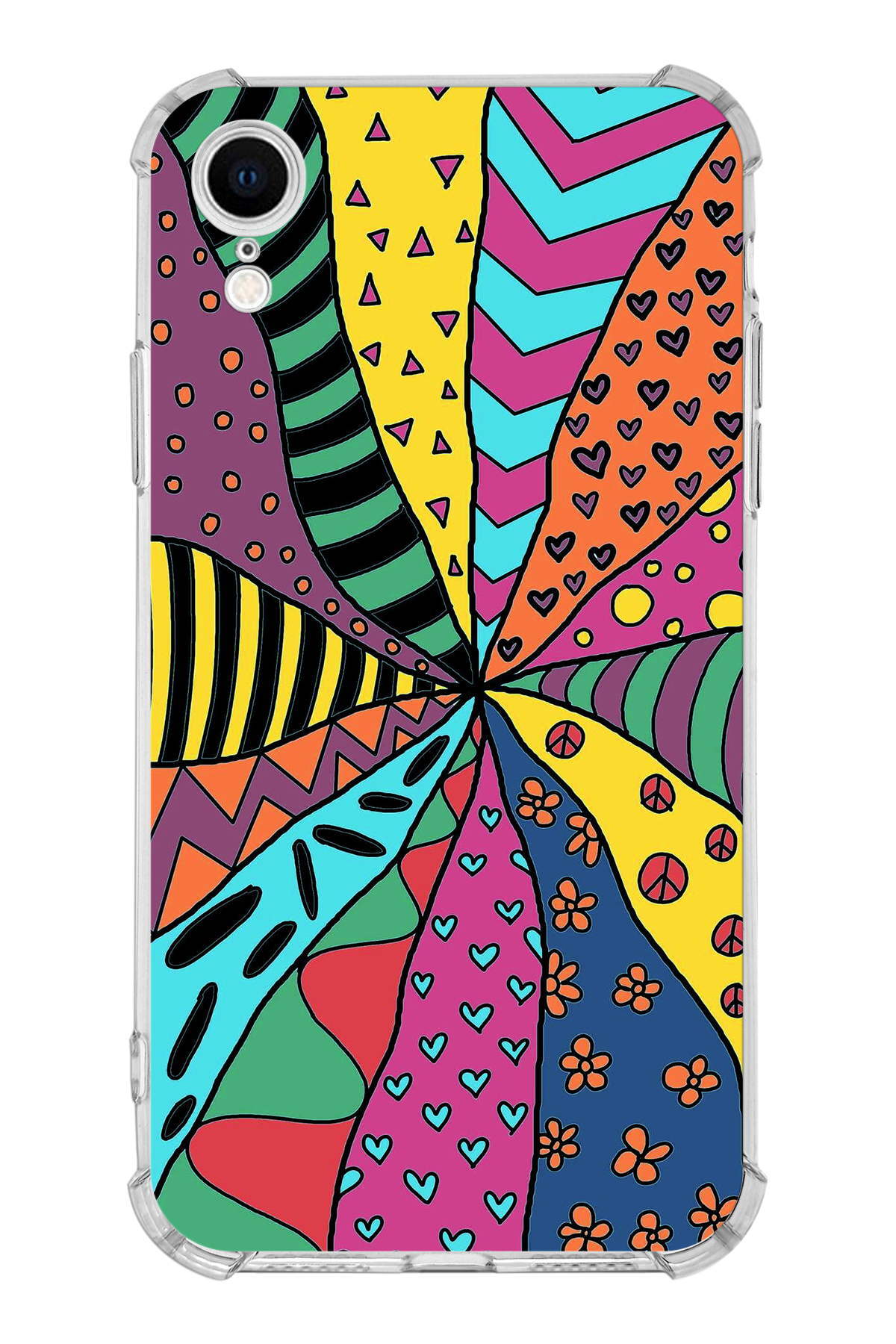 Apple iPhone XR Uyumlu Retro Color 4 Baskılı Şeffaf Köşe Korumalı Antişok Kılıf