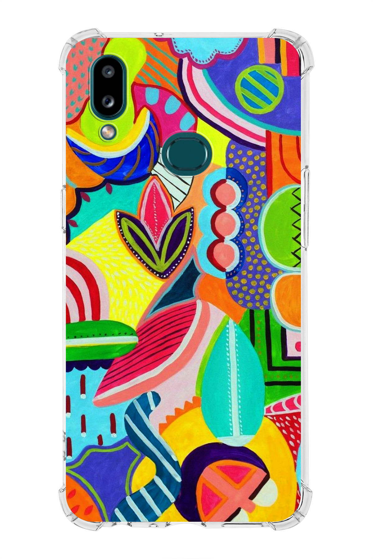 Samsung Galaxy A10s Uyumlu Retro Color 6 Baskılı Şeffaf Köşe Korumalı Antişok Kılıf