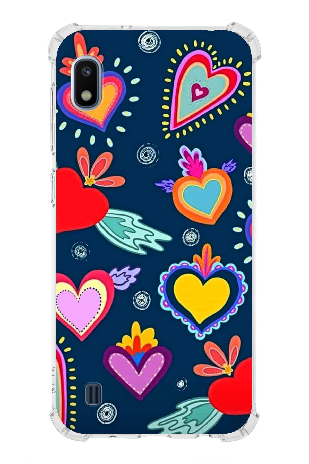 Samsung Galaxy A10 Uyumlu Retro Color 3 Baskılı Şeffaf Köşe Korumalı Antişok Kılıf