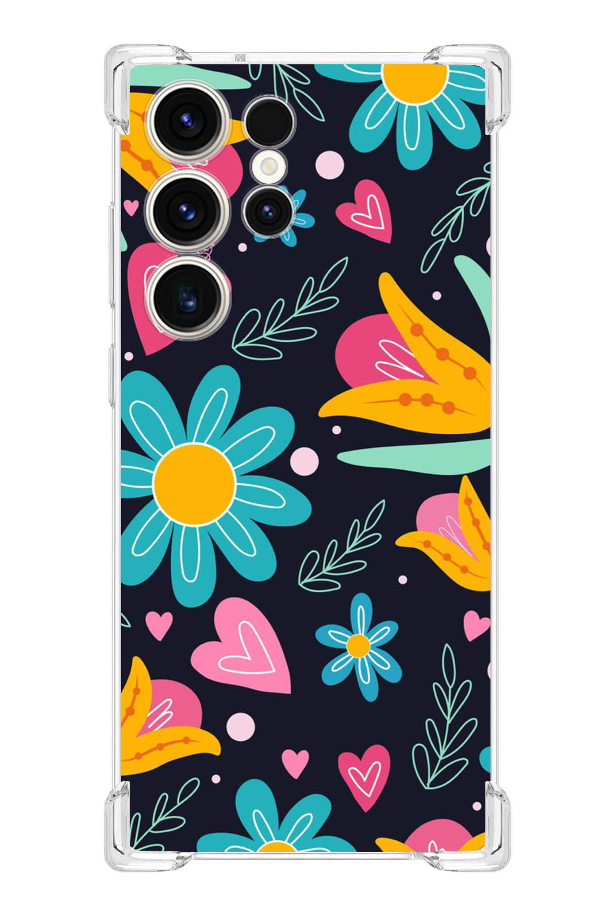 Samsung Galaxy S23 Ultra Uyumlu Retro Color 1 Baskılı Şeffaf Köşe Korumalı Antişok Kılıf