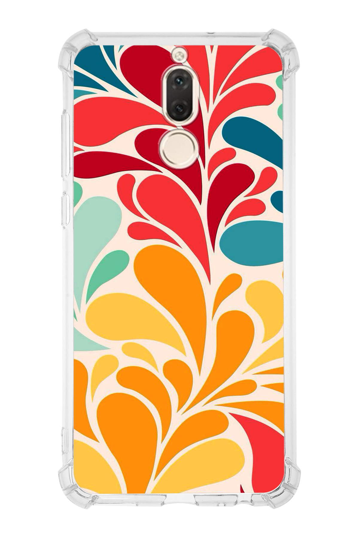 Huawei Mate 10 Lite Uyumlu Retro Color 5 Baskılı Şeffaf Köşe Korumalı Antişok Kılıf